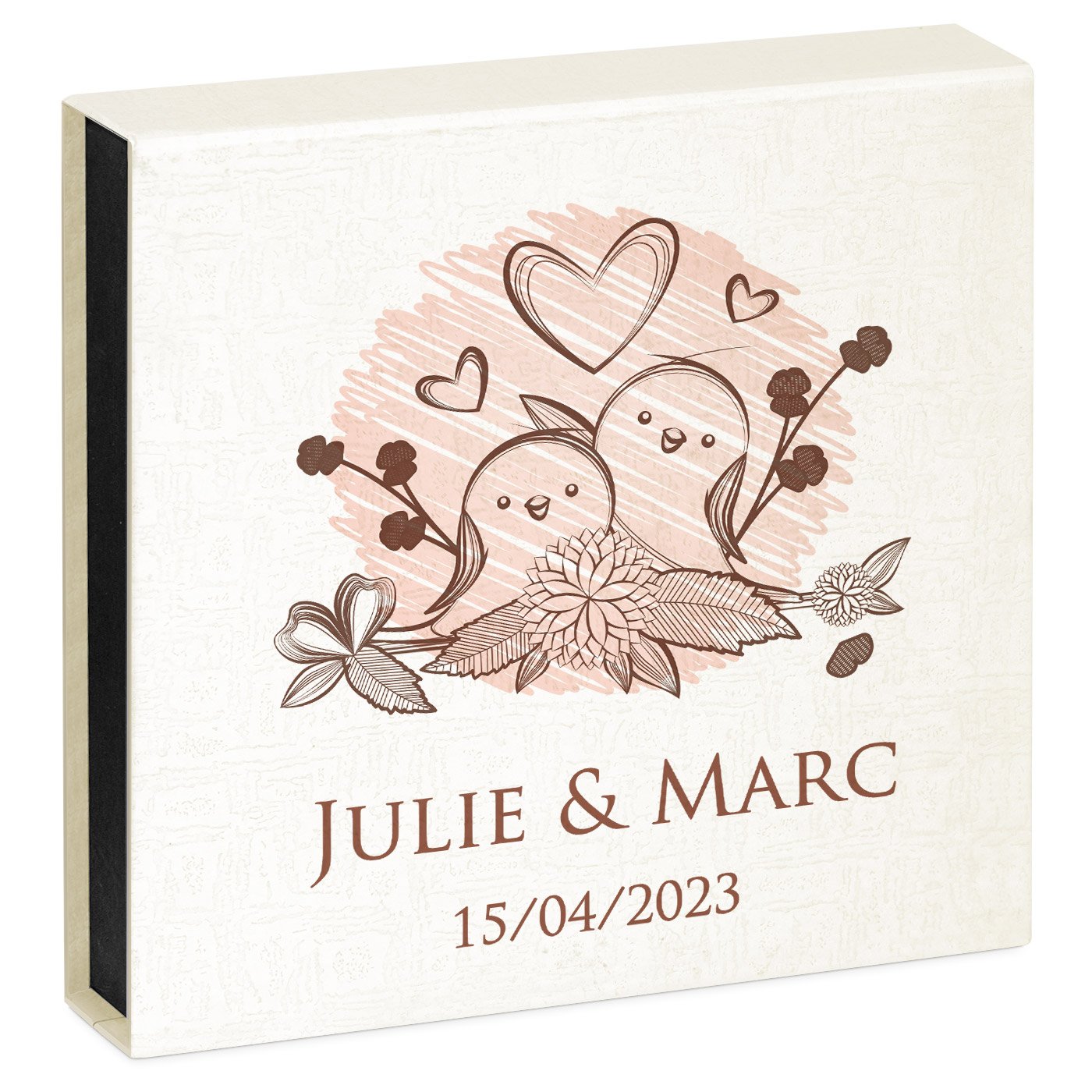 Cœur en cristal Murrano avec montre et coffret personnalisé pour souvenir de mariage couple