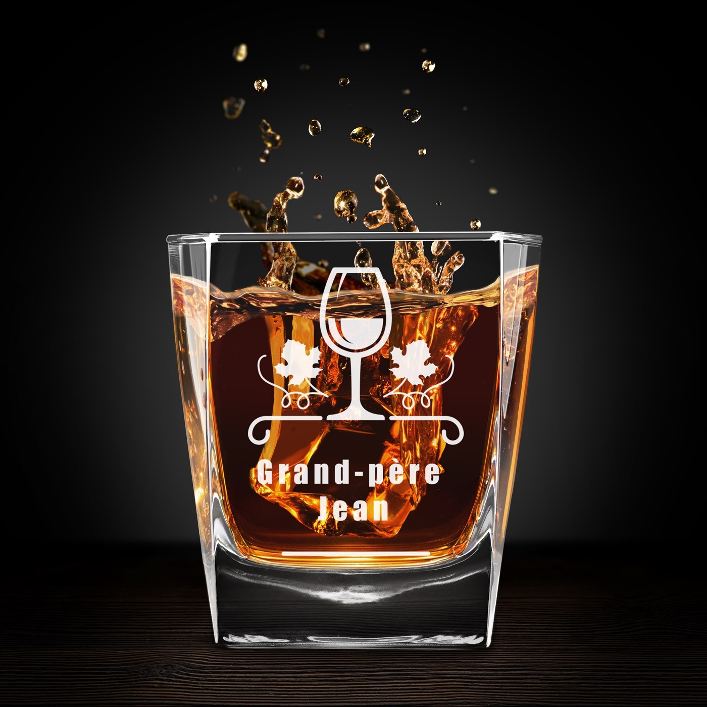 Copas de whisky grabadas láser Murrano - Juego de 6 para el aniversario del abuelo