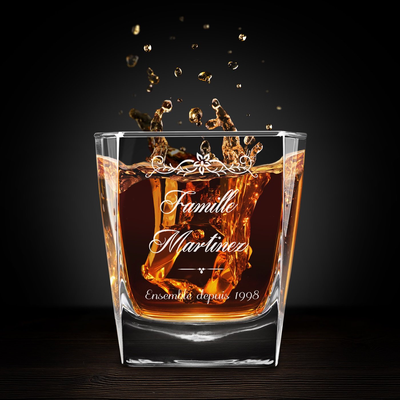 Juegos de copas de whisky personalizadas Murrano para pareja (paquete de 6)