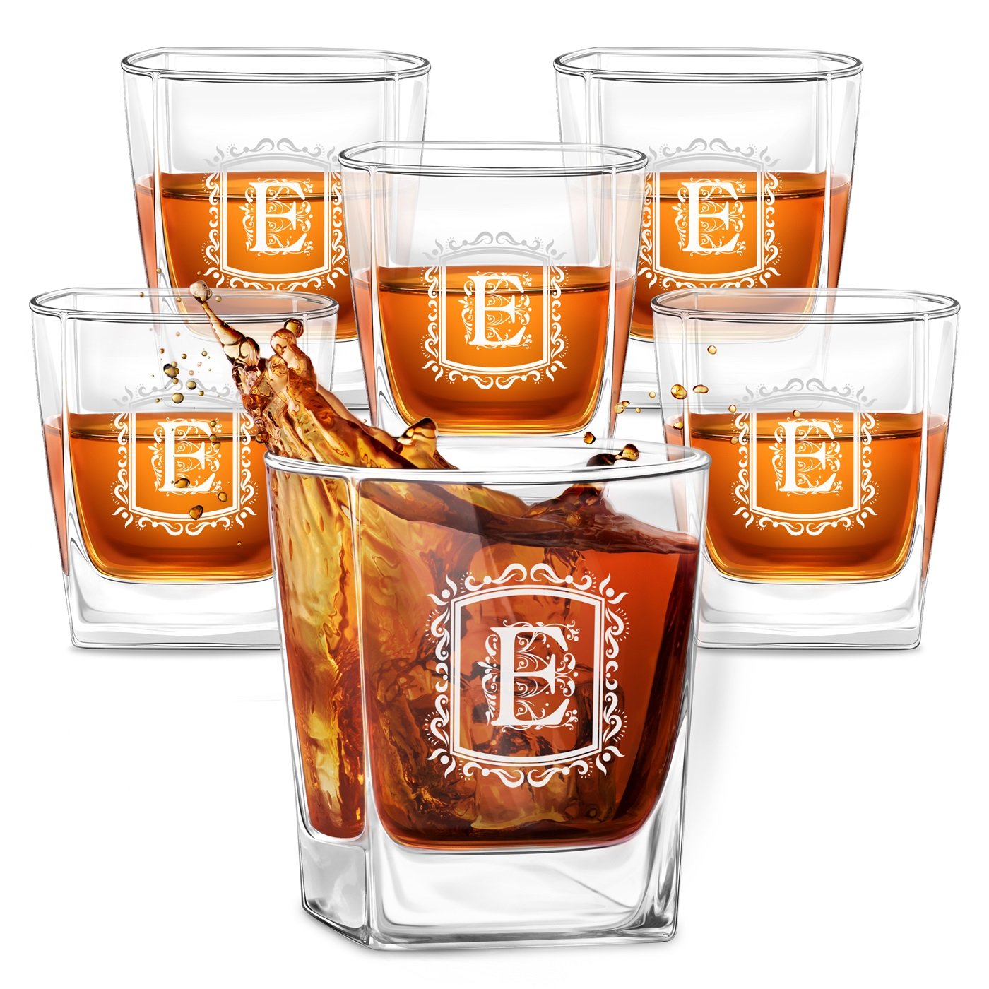 Juego de 6 vasos de whisky grabados de Murrano para aniversario masculino