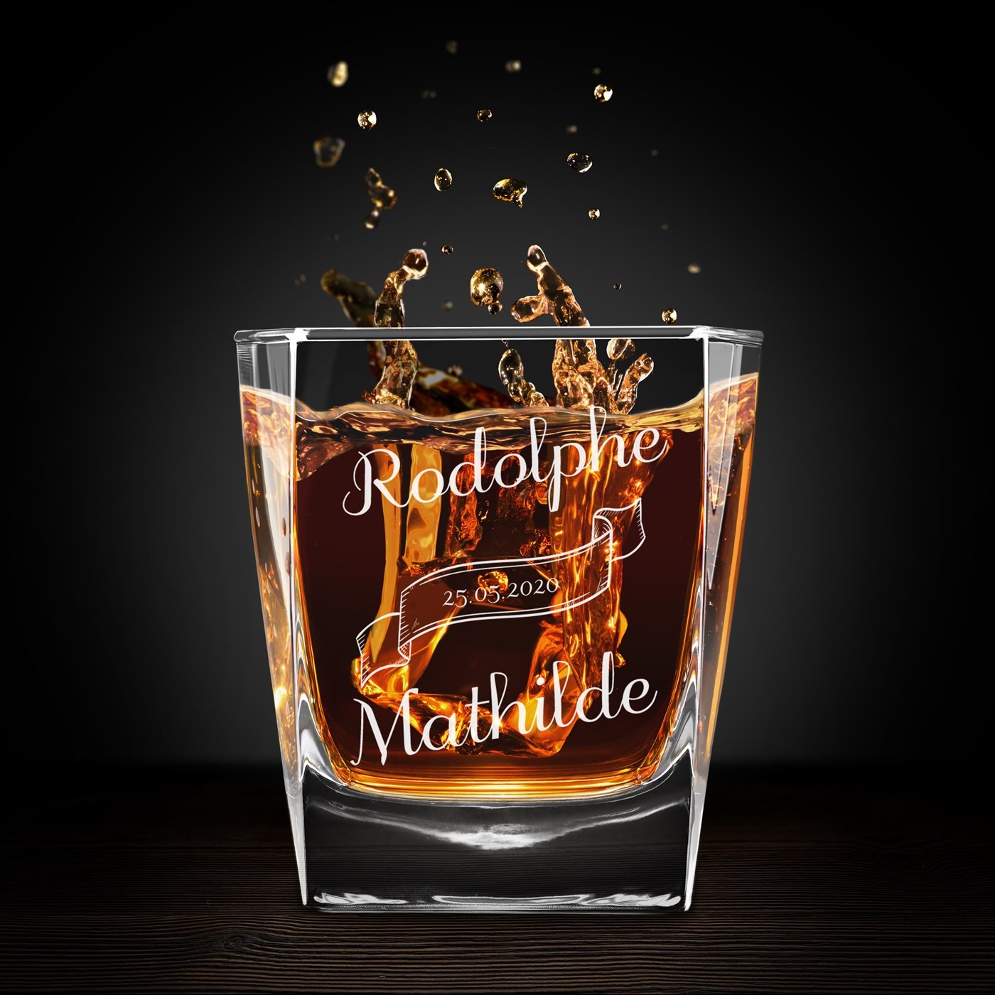 Juegos de 6 vasos de whisky personalizados de Murrano para recién casados
