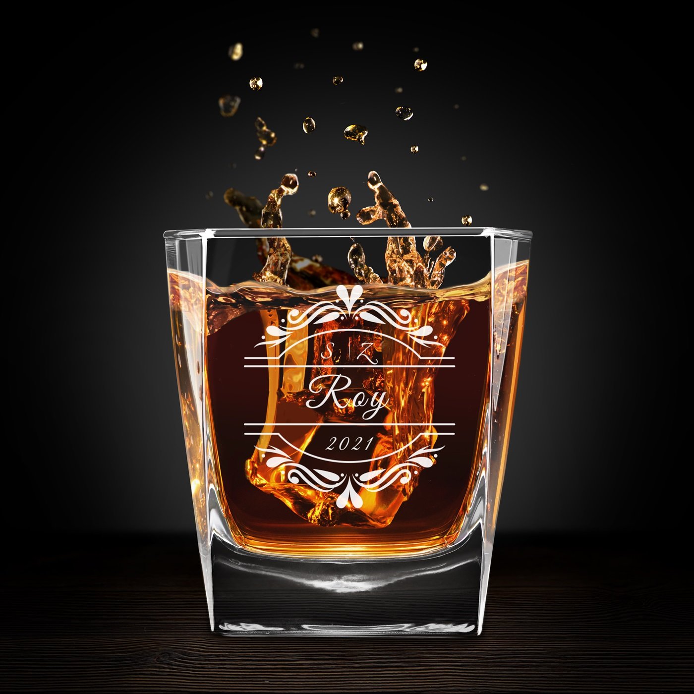 Murrano Personalized Whisky Glasses for Couple (6 Piece Set)