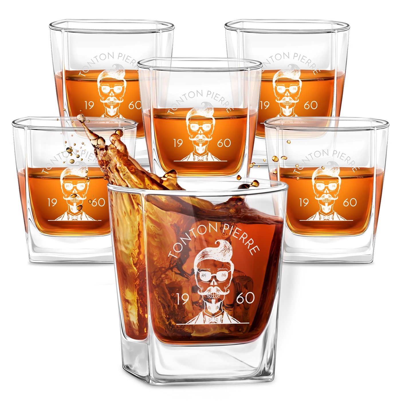Juego de 6 vasos de whisky con grabado láser de Murrano