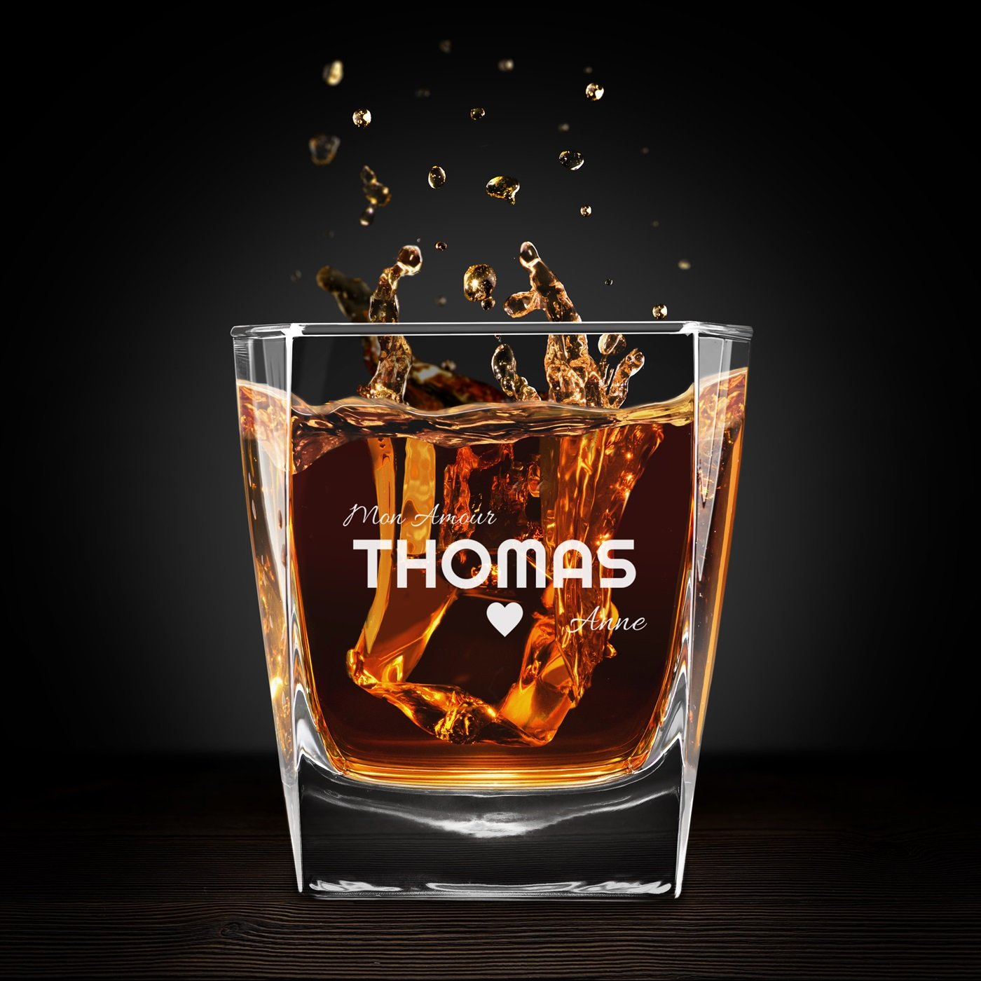 Set de 6 vasos de whisky personalizados Murrano para hombre - Regalo de Día de San Valentín