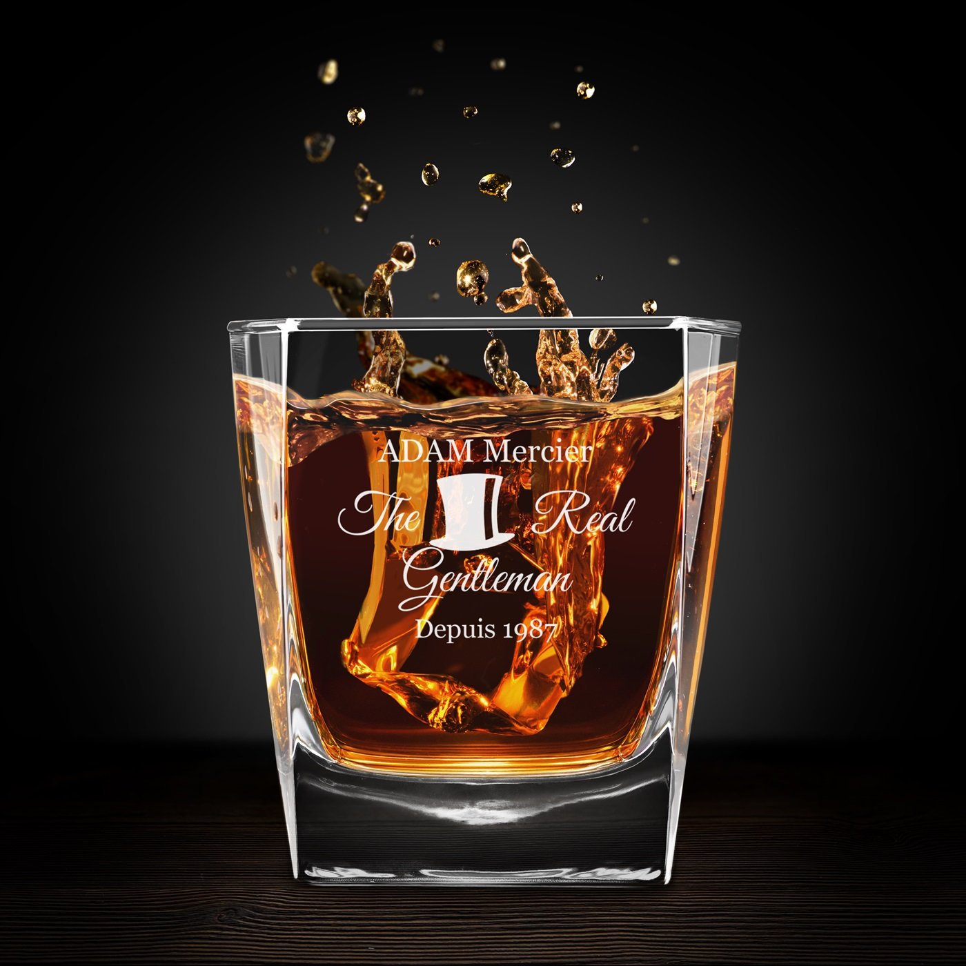 Juegos de copas de whisky personalizadas de Murrano para el cumpleaños de un caballero (lote de 6)