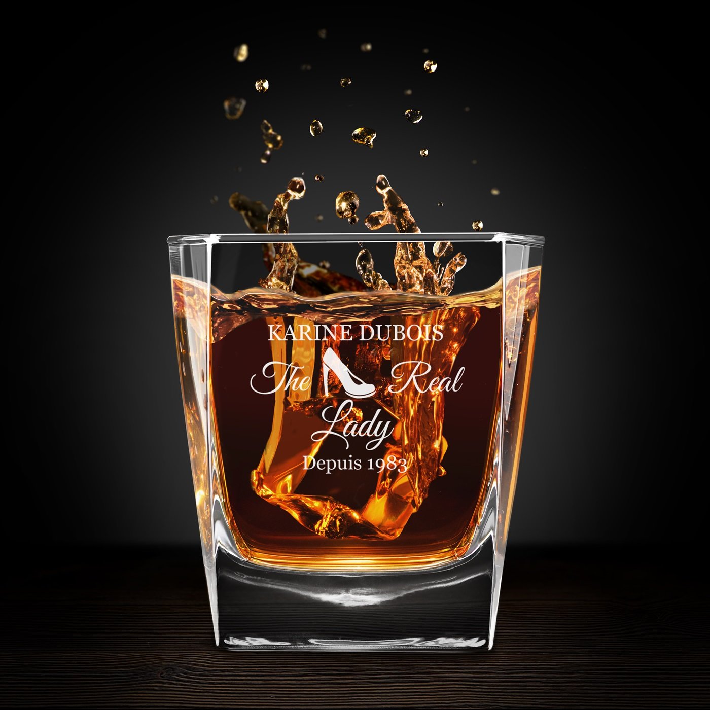 Juegos de copas de whisky personalizadas Murrano - Conjunto de 6 para el cumpleaños de una dama