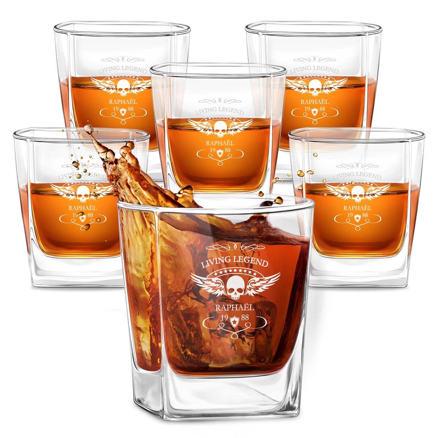 Juegos de 6 vasos de whisky personalizados para motociclista