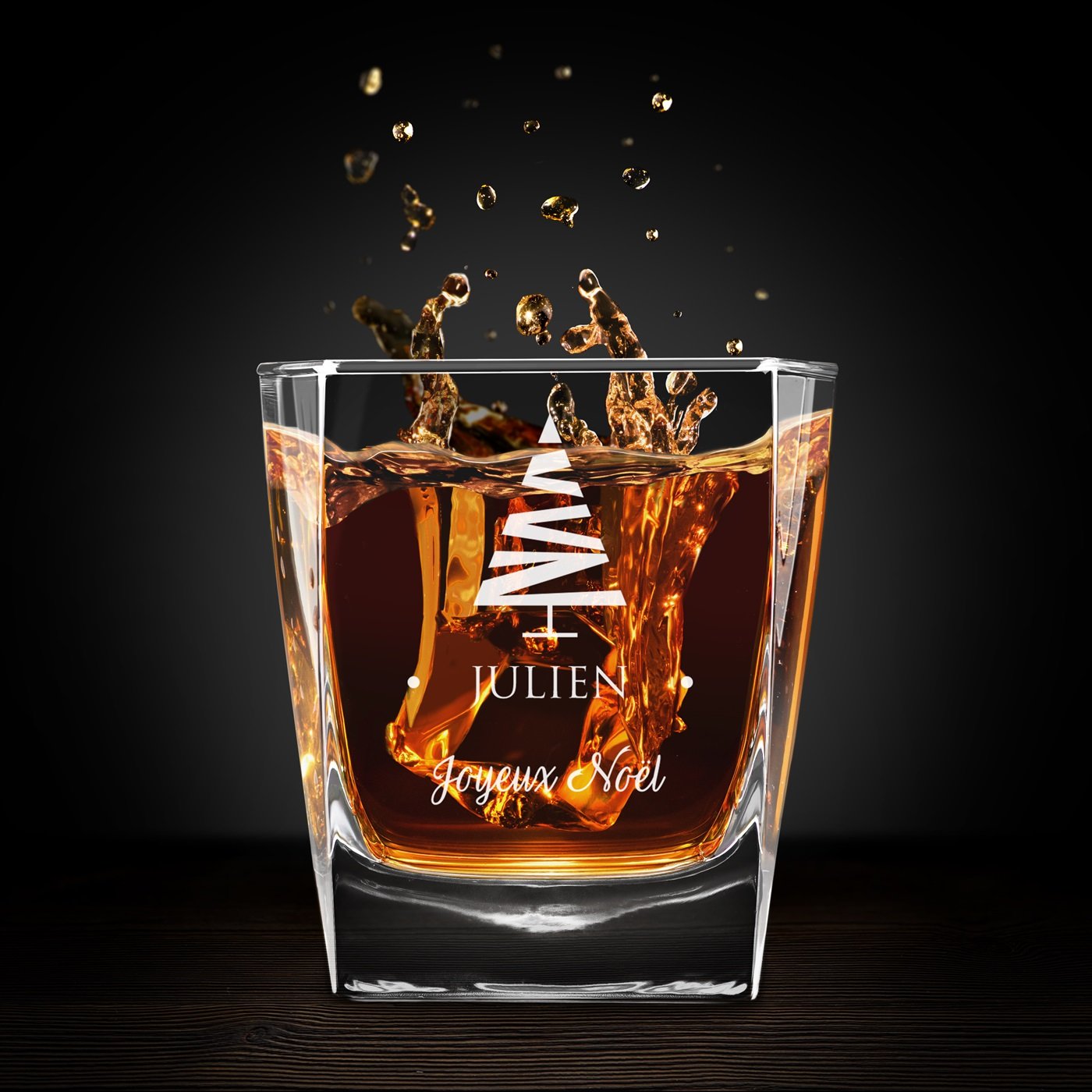Set de vasos de whisky personalizados Murrano para mejor amiga en Navidad