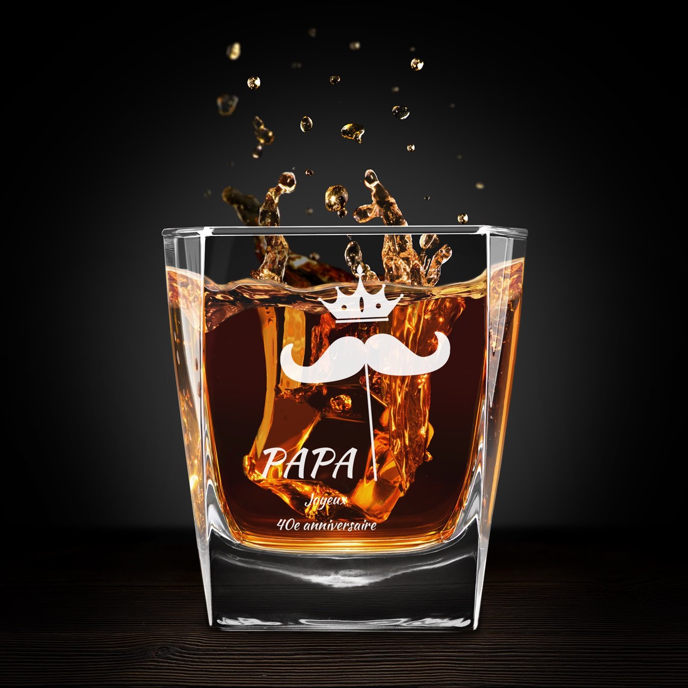 6 Vasos de Whisky Grabados con Láser Murrano para el Cumpleaños de Papá