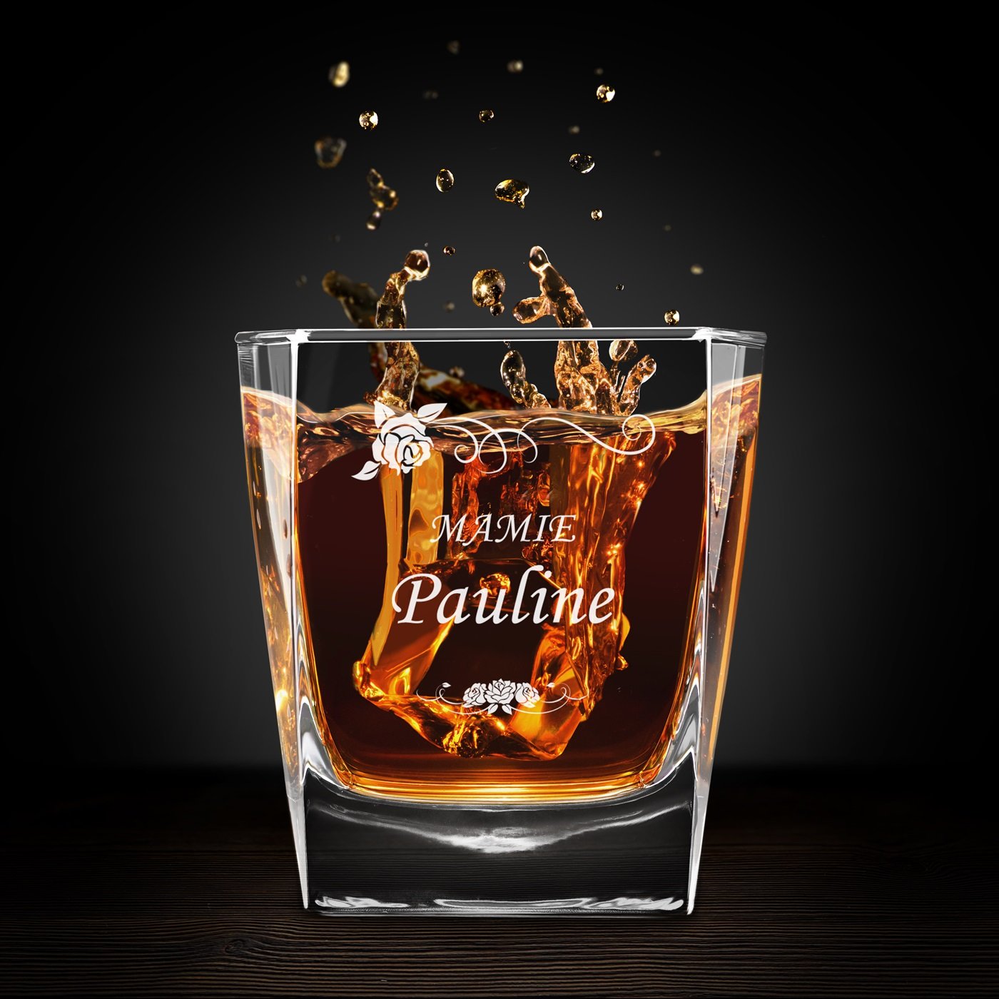 Set de 6 vasos de whisky personalizados Murrano con grabado láser para el cumpleaños de la abuela