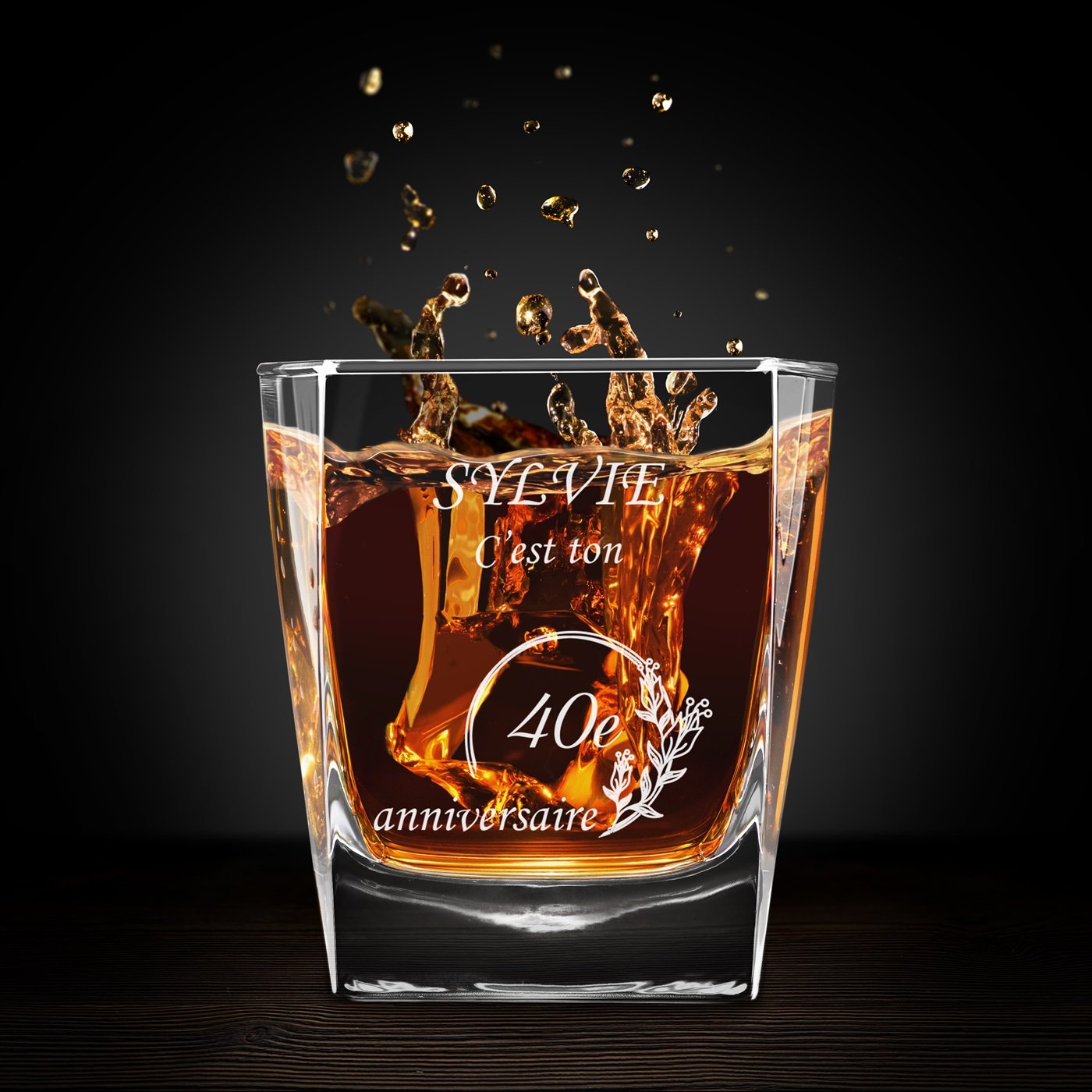 Copas de whisky personalizadas Murrano para su cumpleaños número 40