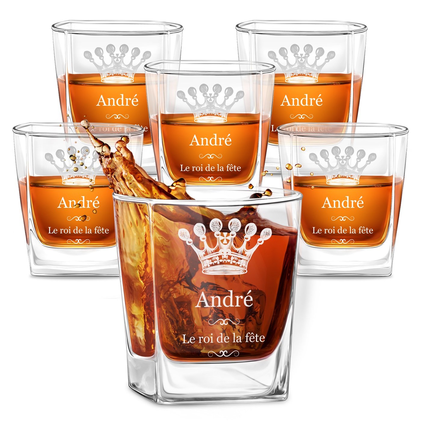Set de vasos de whisky personalizados Murrano para el cumpleaños de un amigo