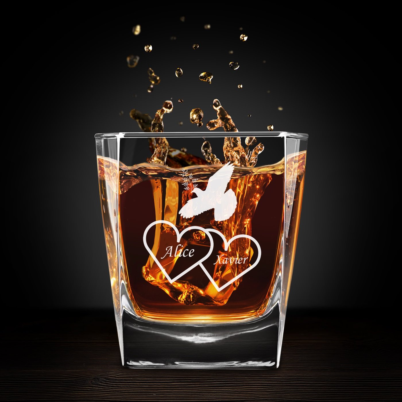 Set de vasos de whisky personalizados Murrano para bodas o aniversario