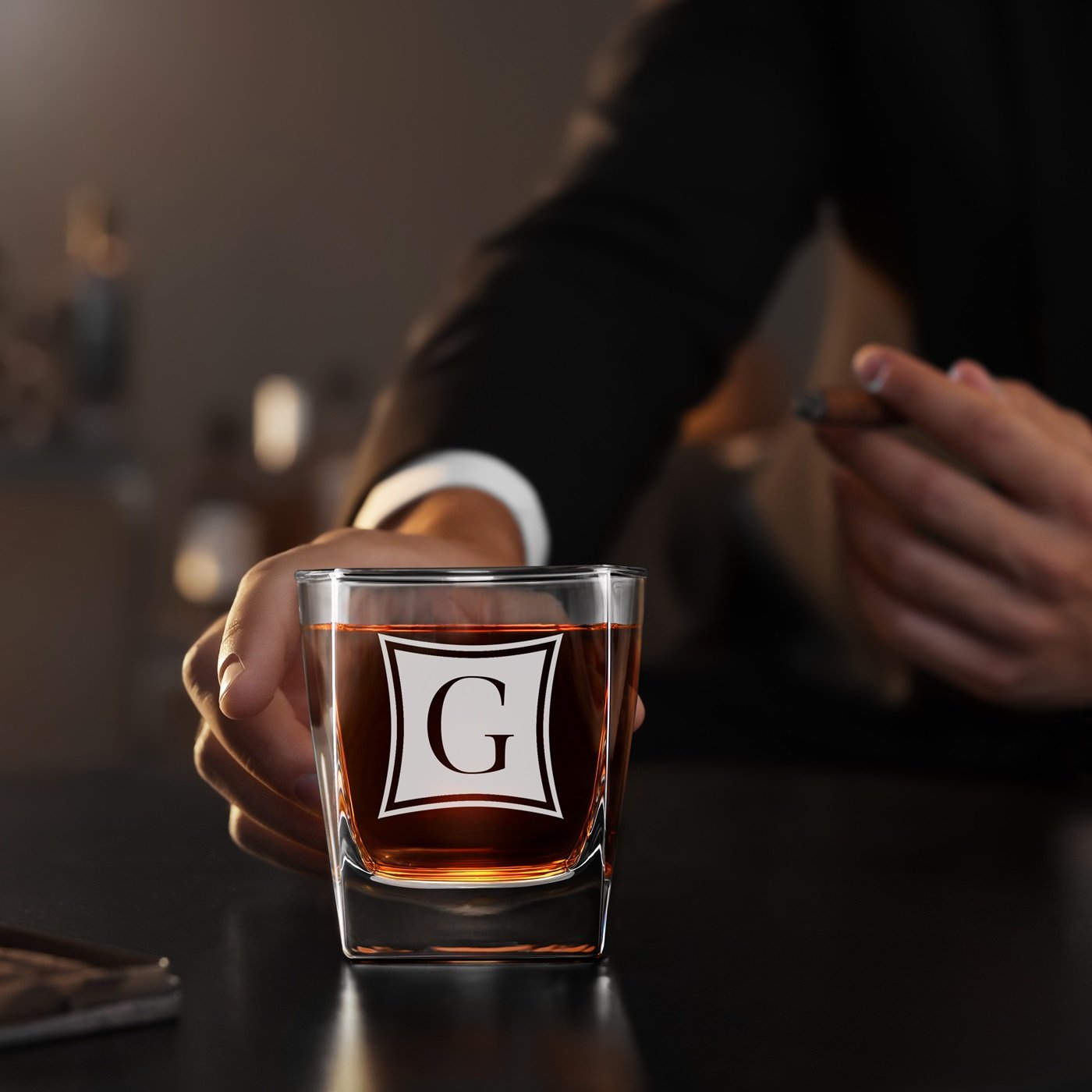 Copas de whisky personalizadas Murrano con grabado láser para él
