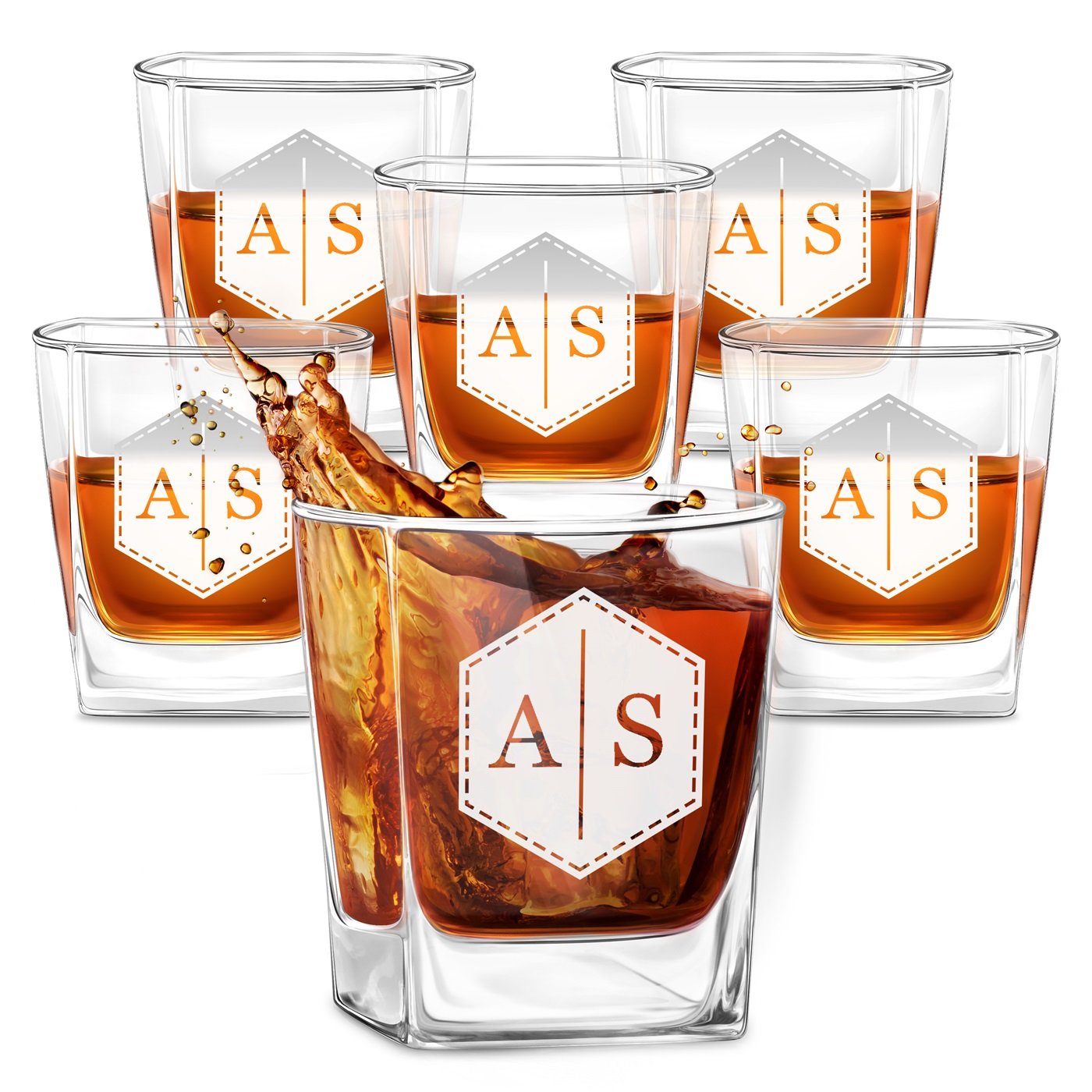 Tazas de whisky personalizadas Murrano para bodas (juego de 6)