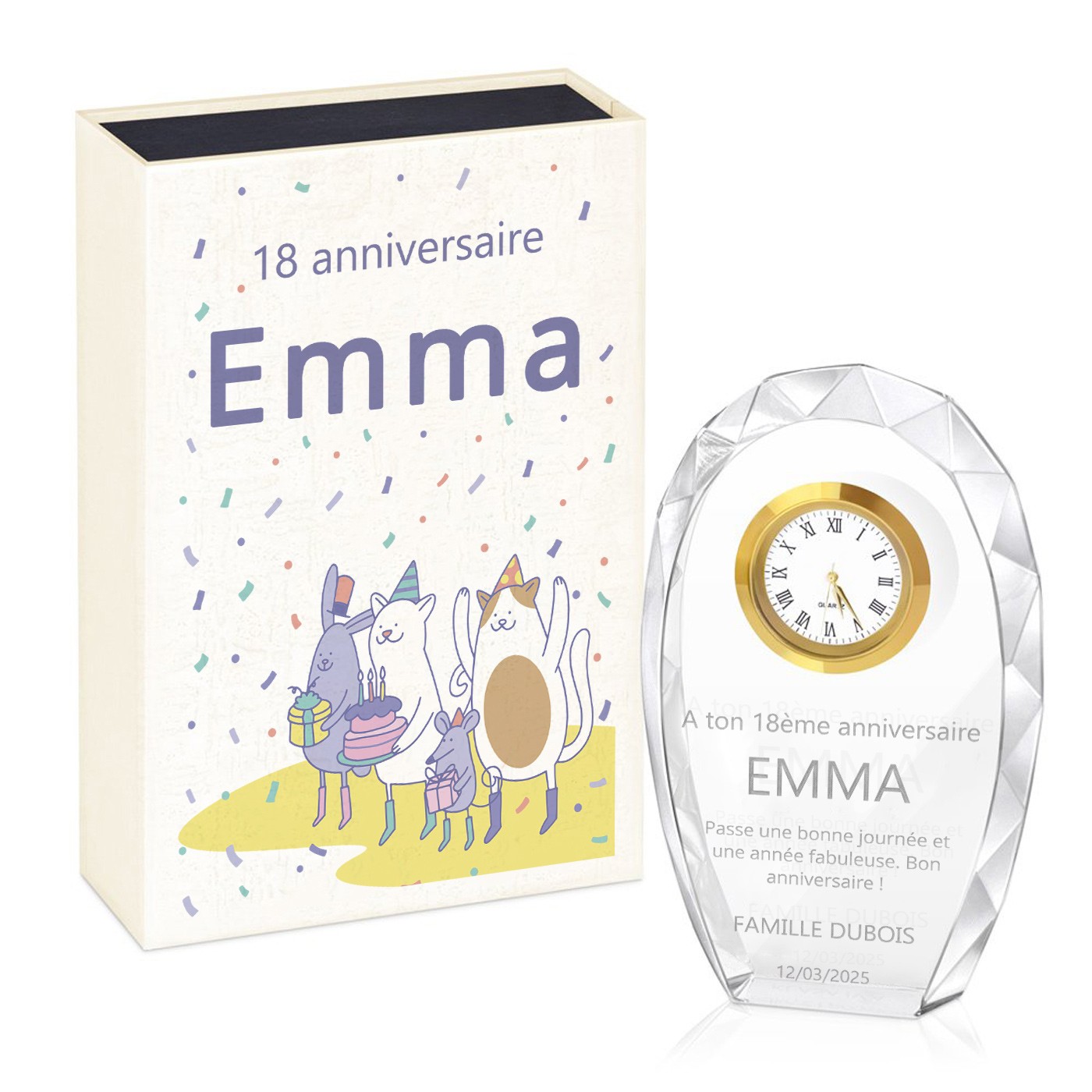 Estatuilla de cristal Murrano con grabado en caja impresa para ella, 18 años