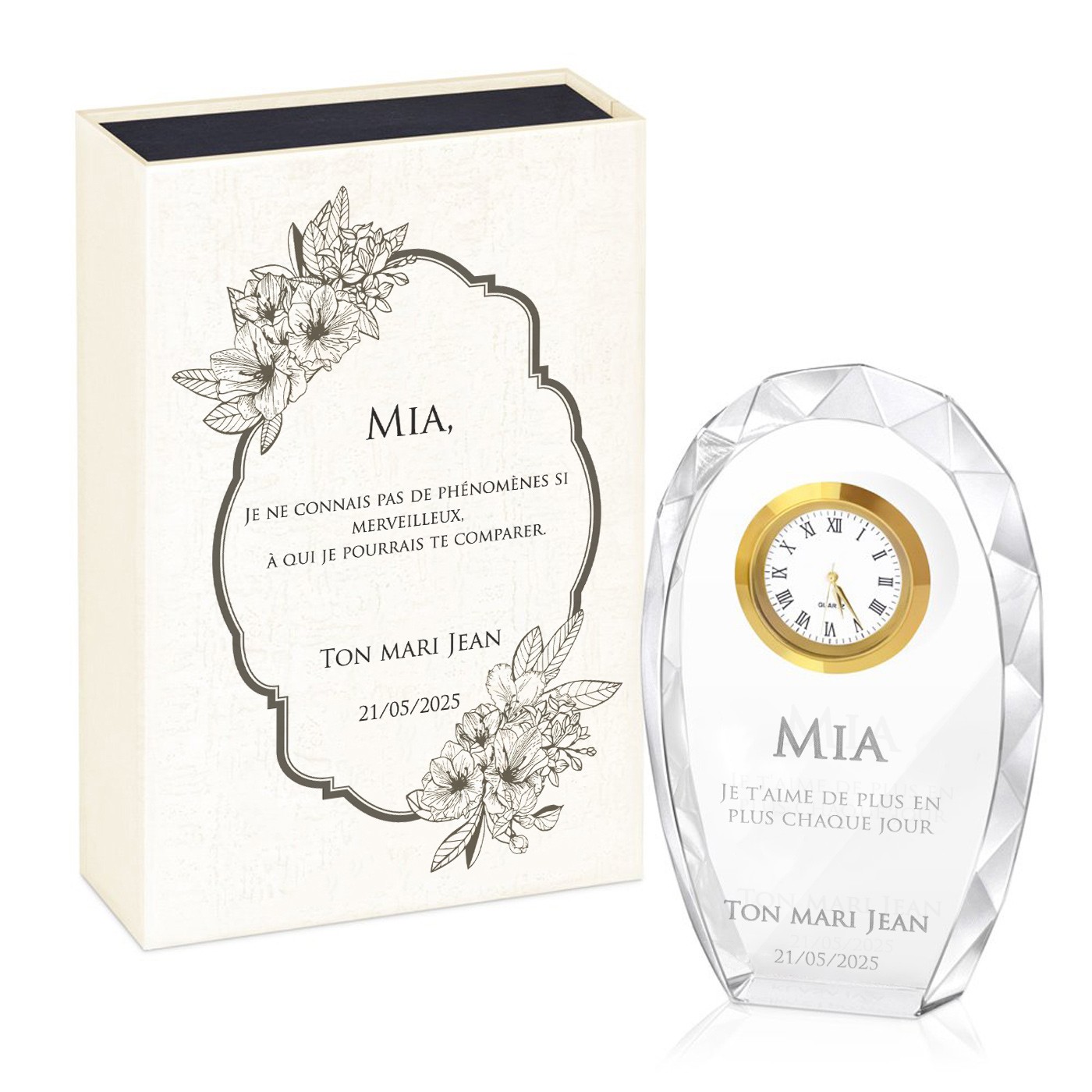 Murrano Crystal Statuette with Engraving in Printed Box - For Bride