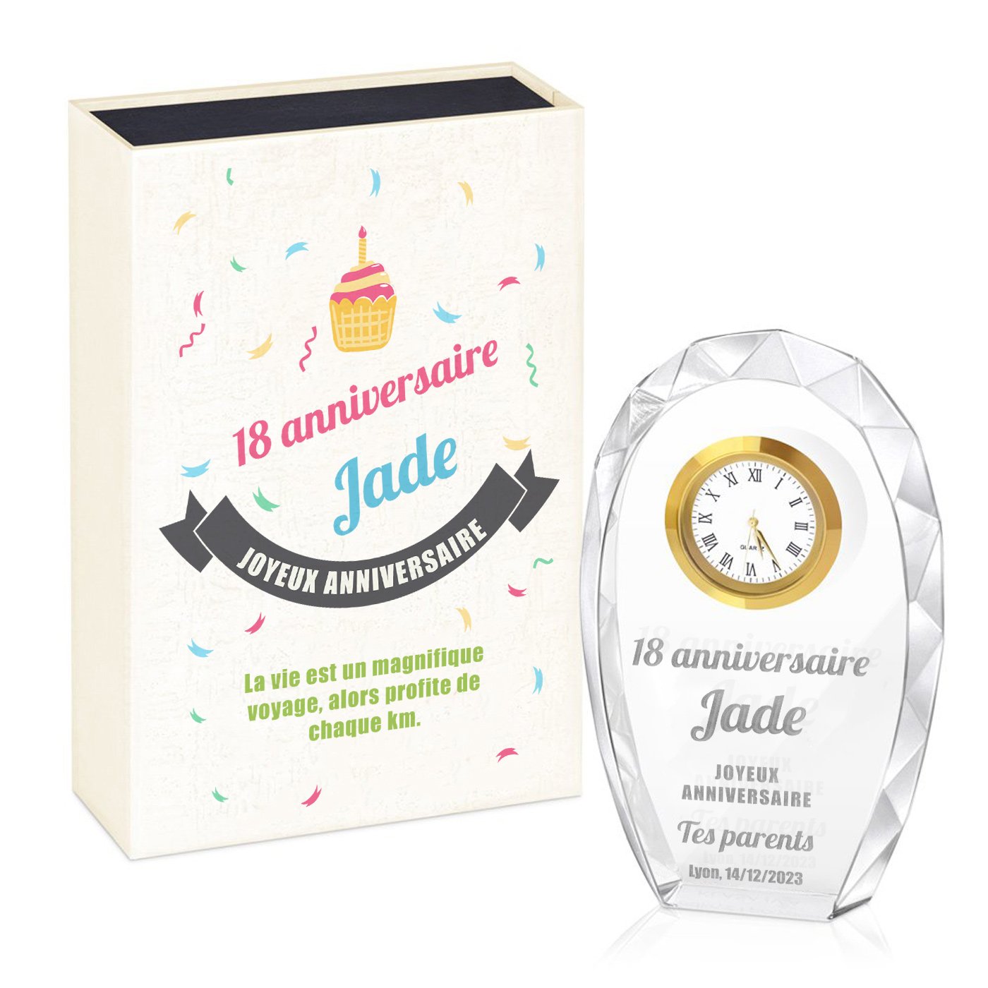 Figura de cristal de Murrano con grabado en caja impresa para su 18º cumpleaños