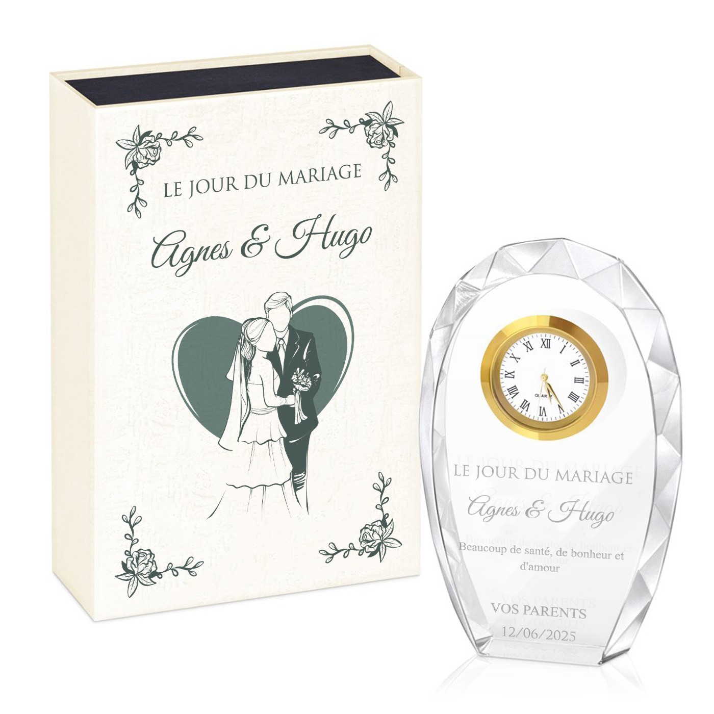 Murrano Crystal Statuette with Engraving in Printed Box - Parent Wedding Gift