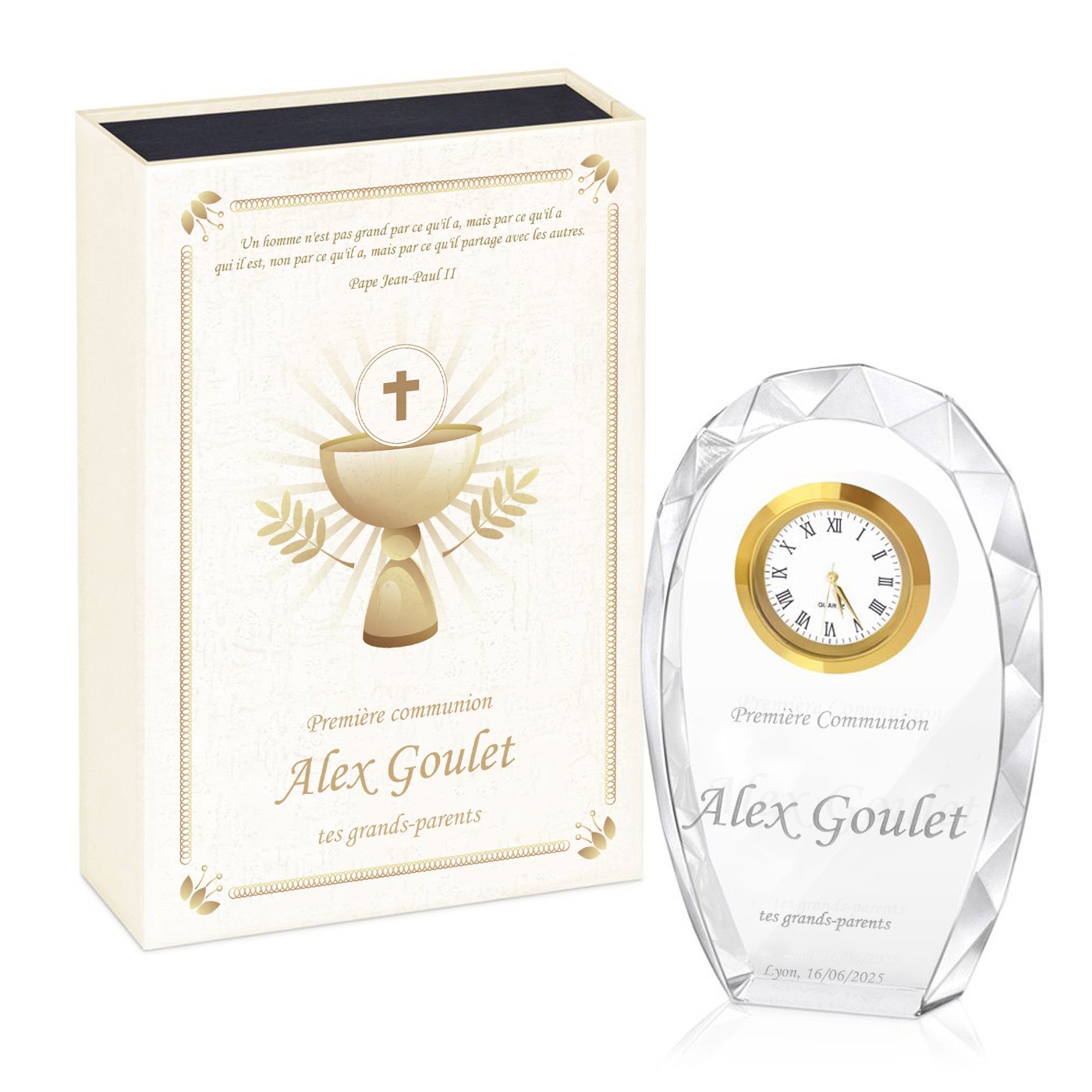 Murrano Crystal Figurine with Engraved Box for Boy's First Communion