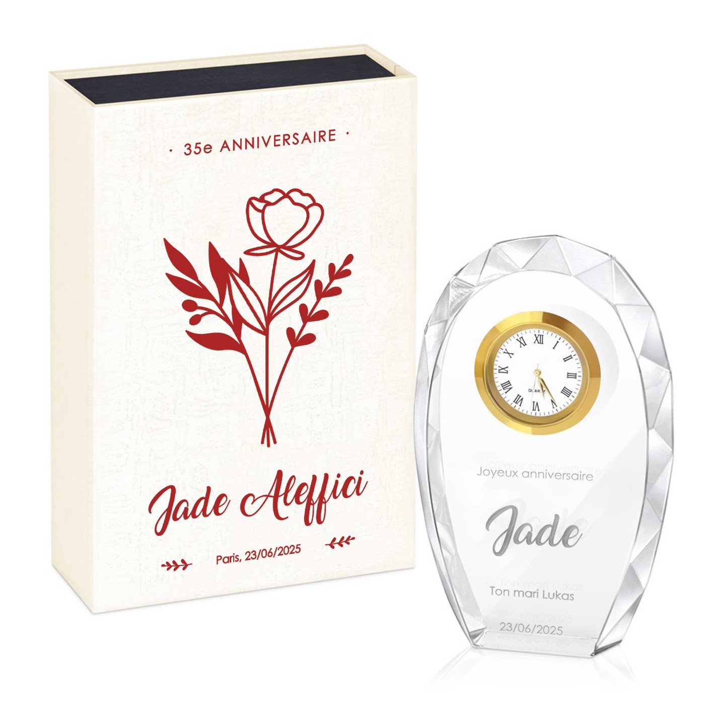Statue en cristal de Murrano avec boîte personnalisée pour anniversaire d'une femme