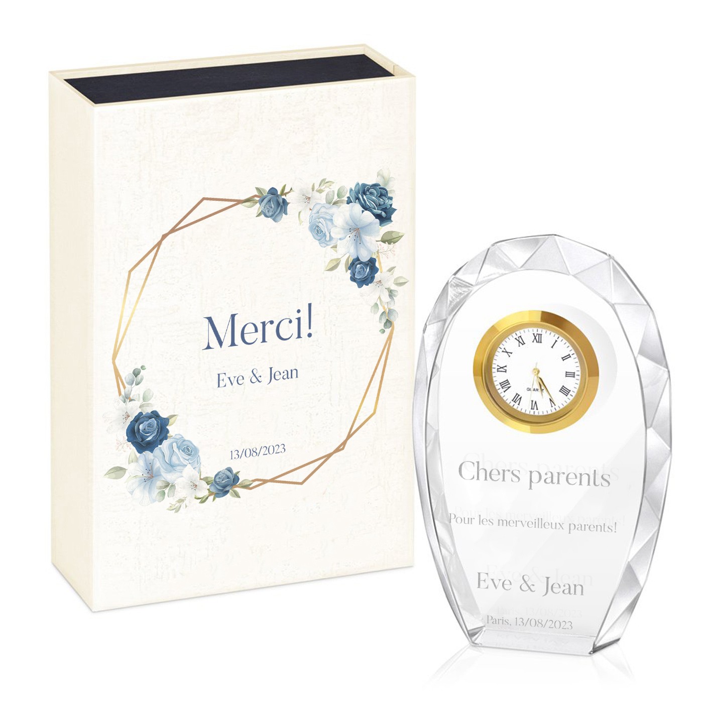 Murrano Crystal Statuette with Engraving in Printed Box - Wedding Thank You Gift for Parents