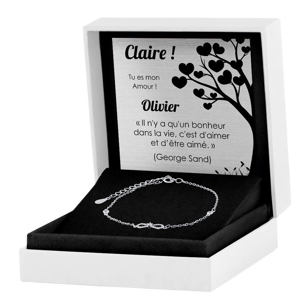 Brazalete de plata de ley 925 Murrano con grabado de símbolo infinito