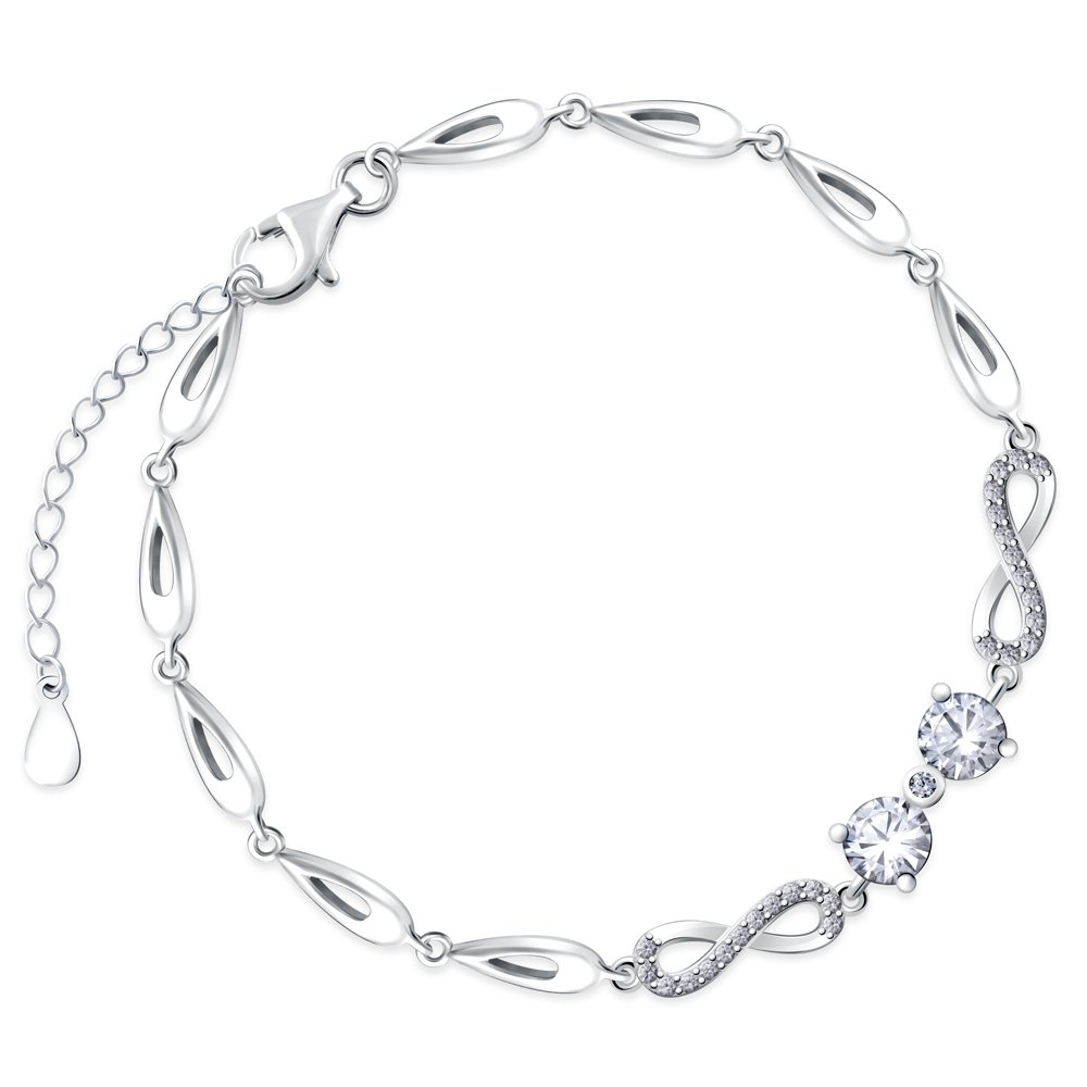 Bracelete de plata de Murrano con grabado del símbolo infinito para prometida