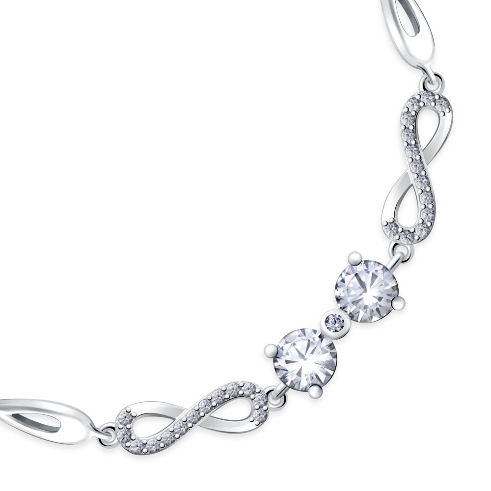 Bracelete de plata de Murrano con grabado del símbolo infinito para prometida