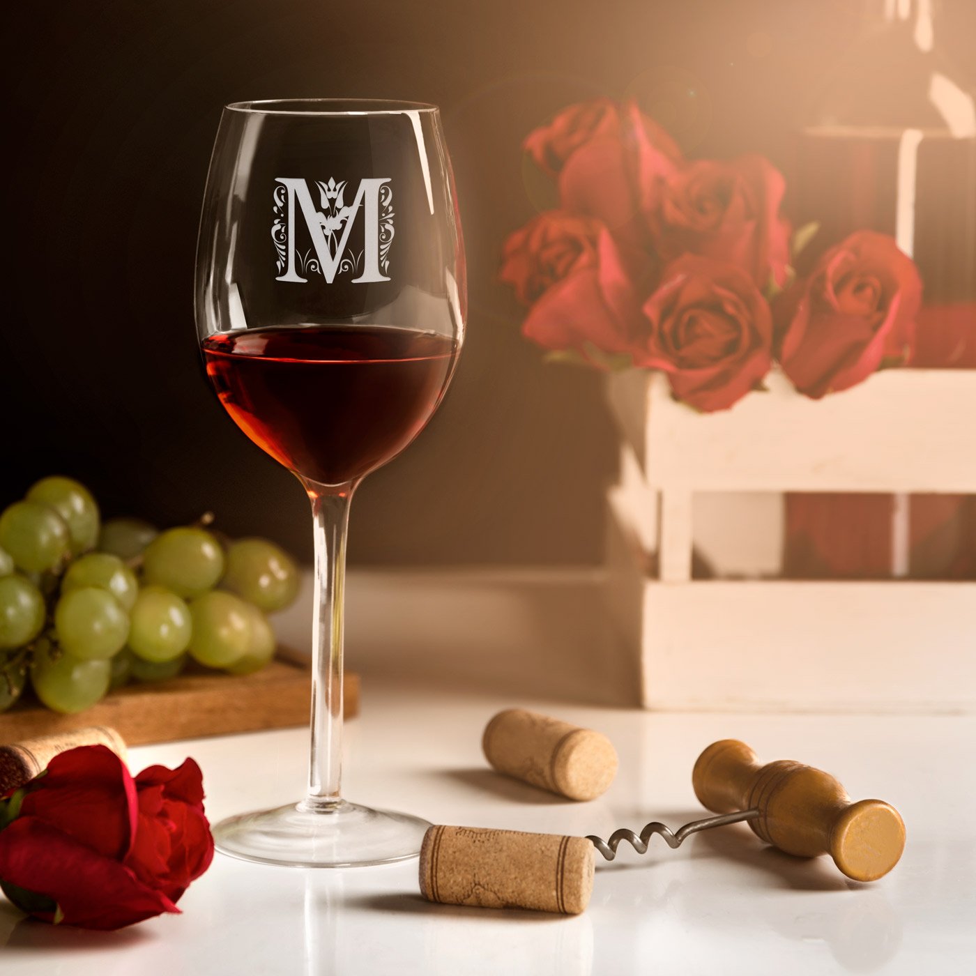 6 Vasos de Vino Murrano Grabados para un Ser Querido