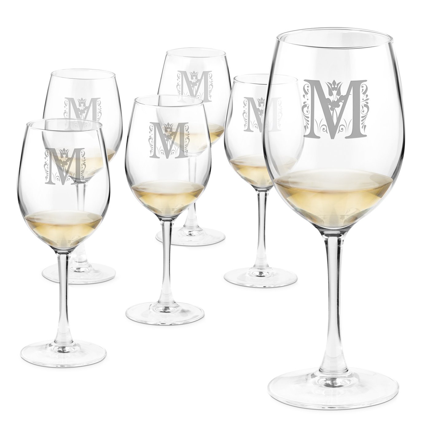 6 Vasos de Vino Murrano Grabados para un Ser Querido
