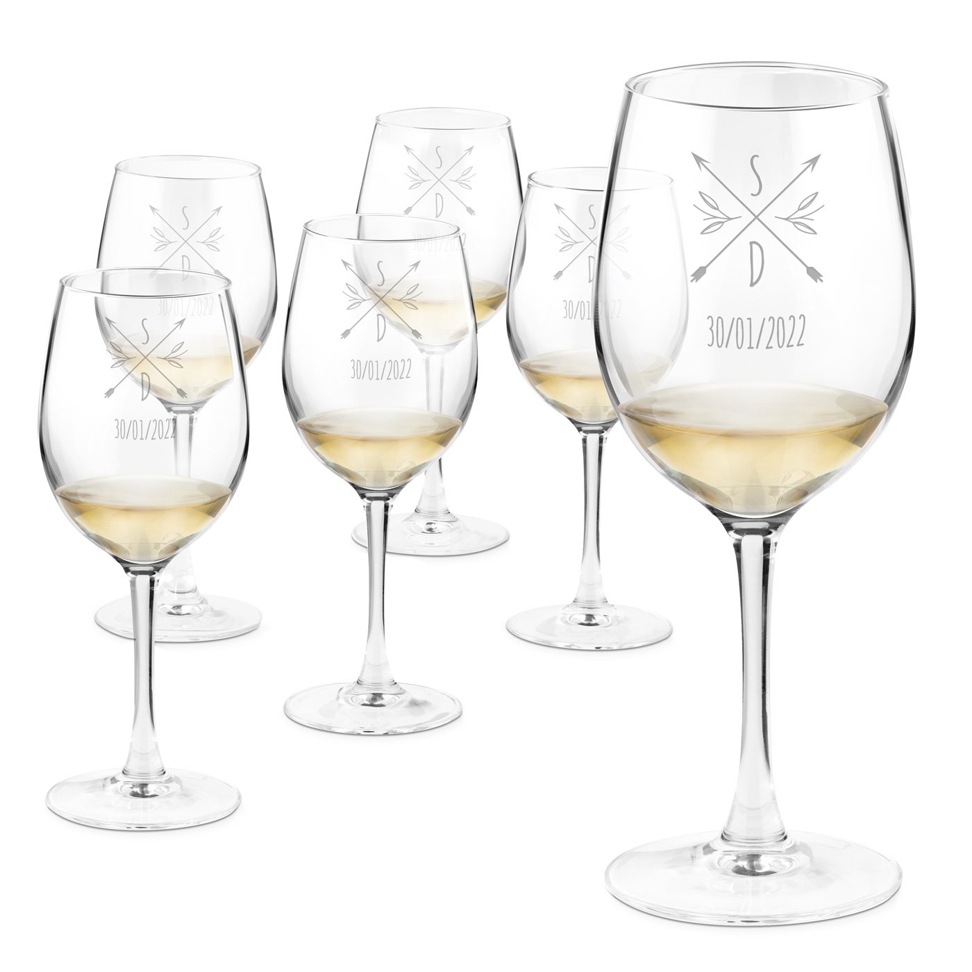 Copas de vino personalizadas Murrano para amantes (paquete de 6)