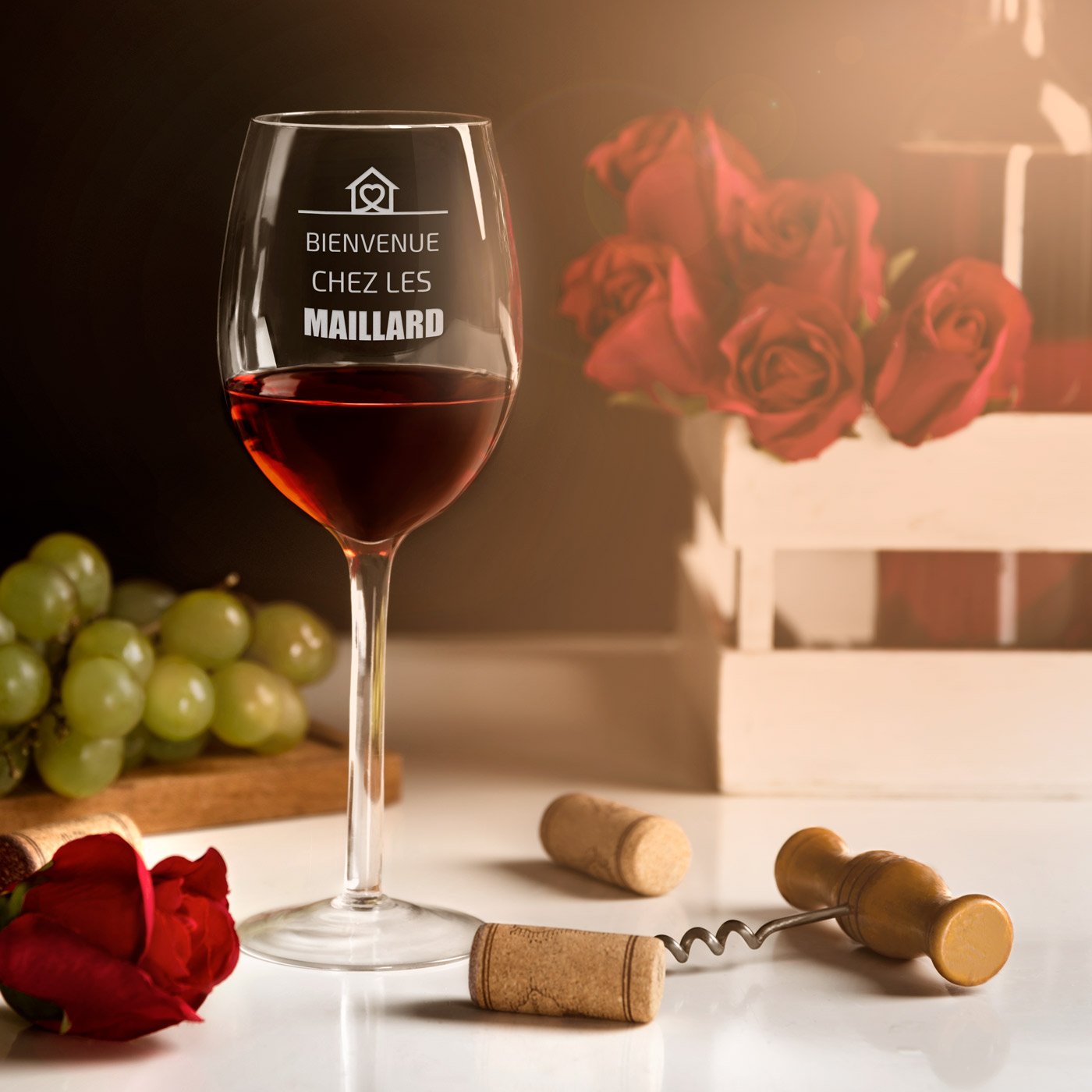 Conjunto de copas de vino grabadas con láser de Murrano para amigos