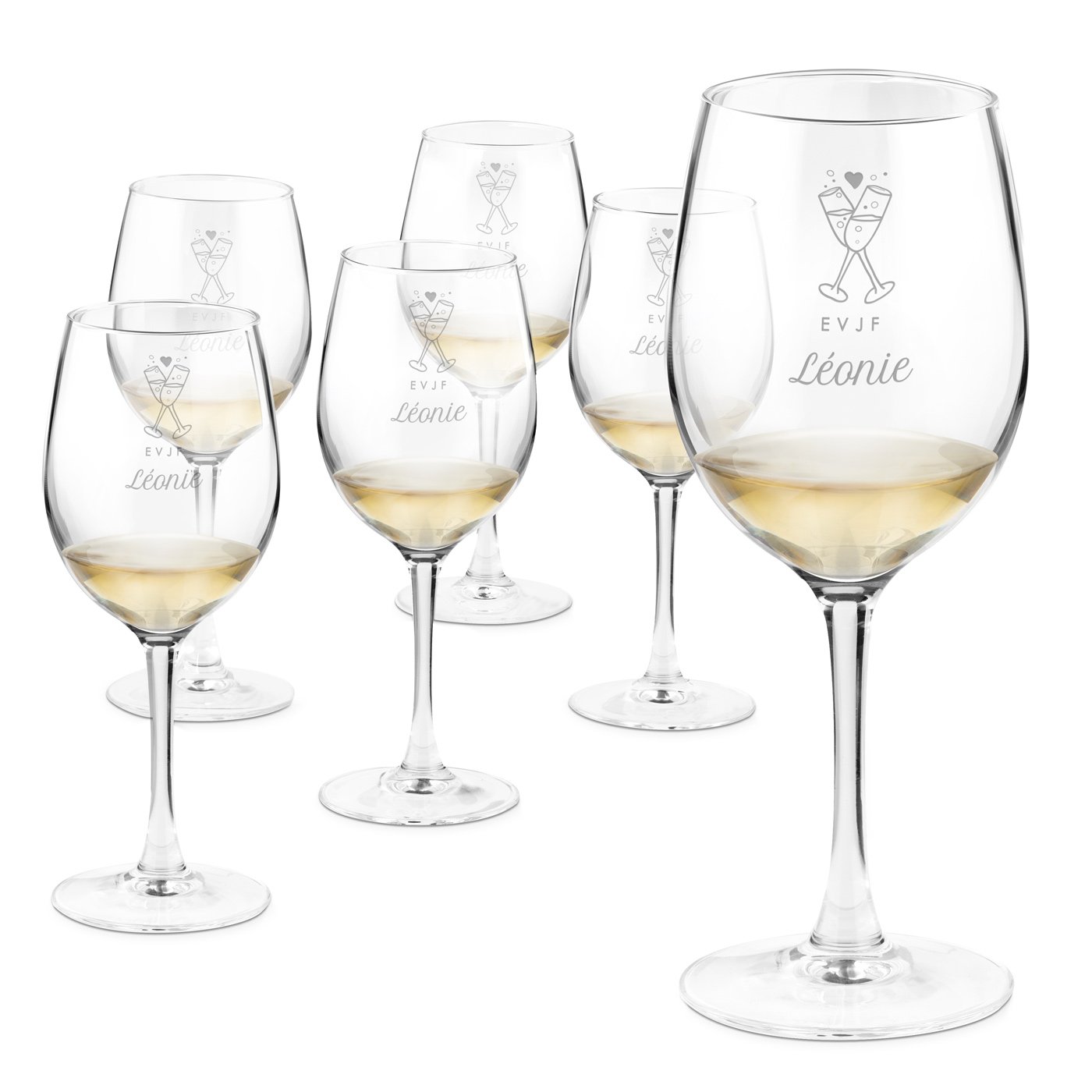 Copas de vino personalizadas Murrano - Juego de 6 para fiesta de soltera