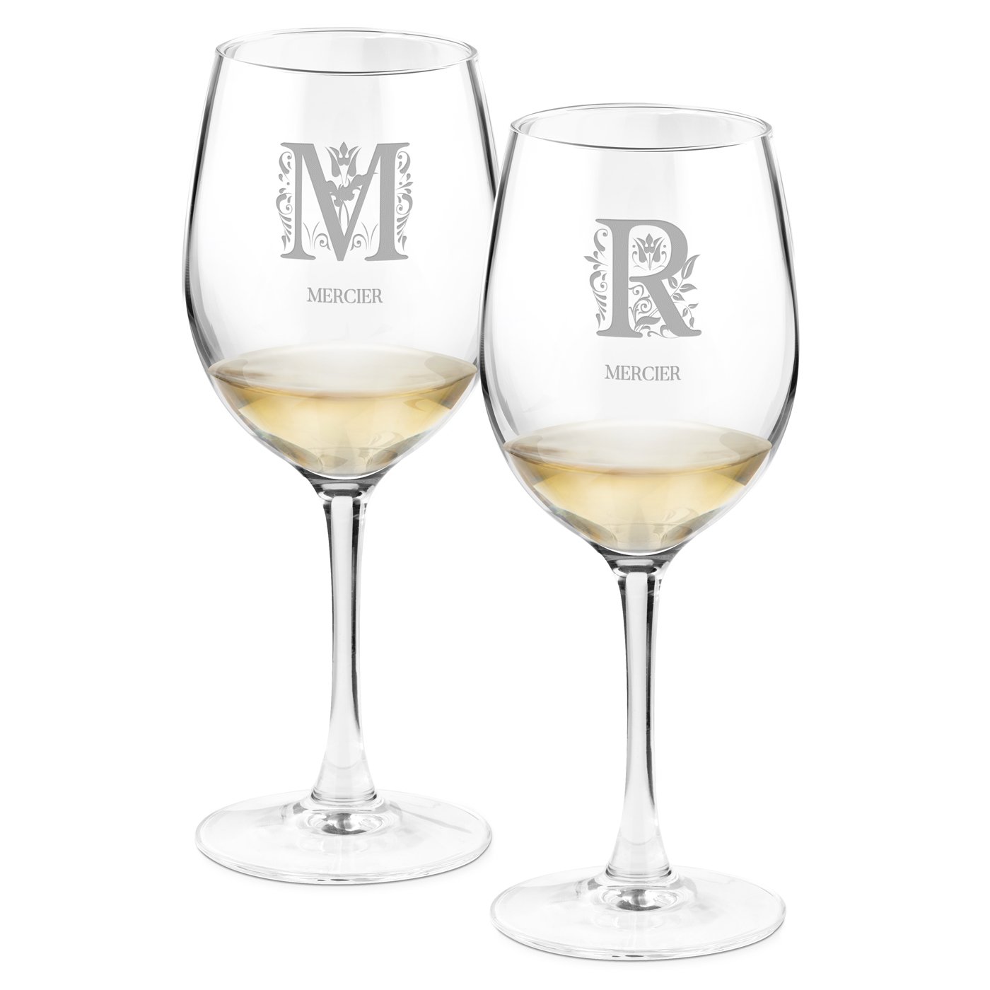 Copas de vino personalizadas Murrano para pareja con iniciales (juego de 2)