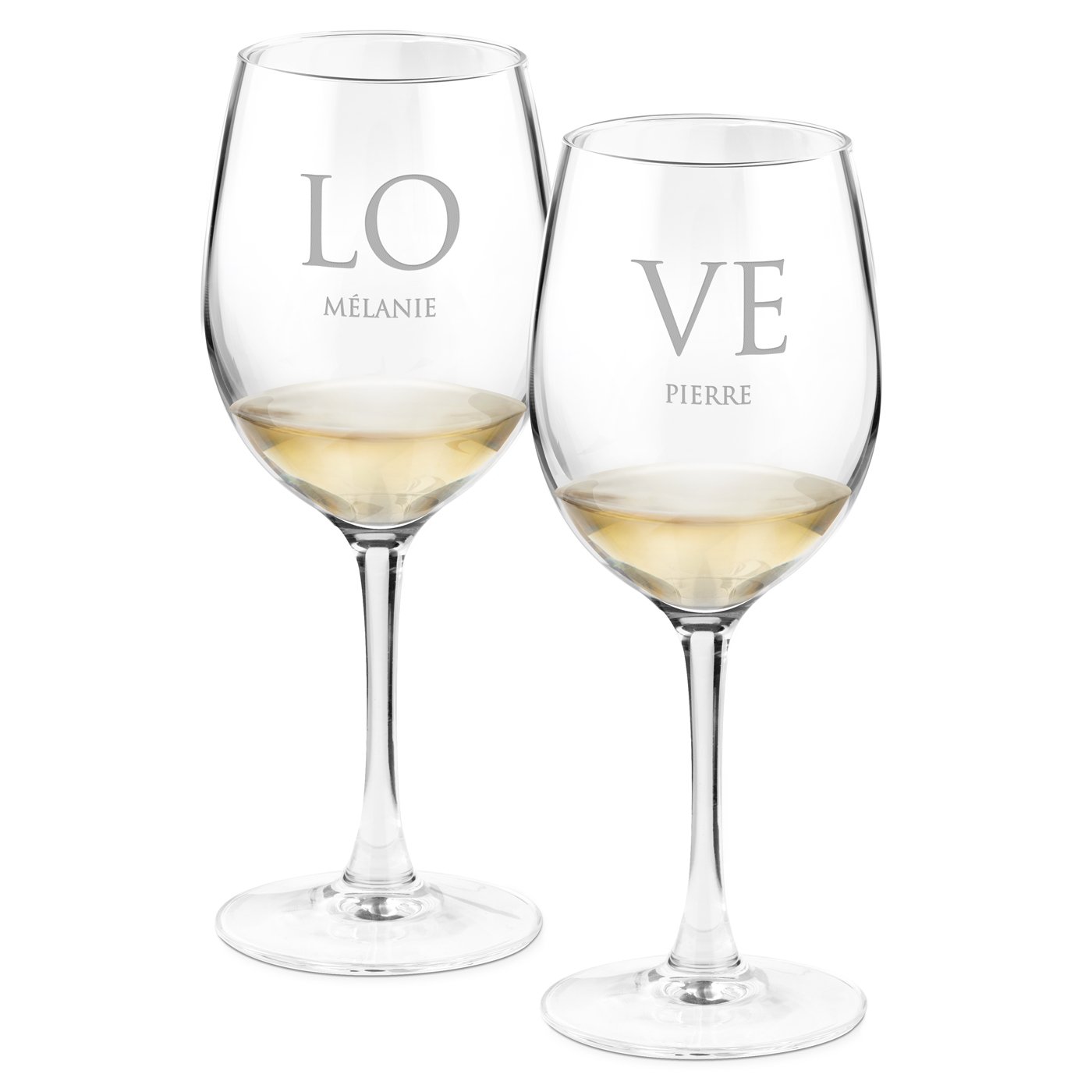 Tazas de vino personalizadas Murrano para pareja - Grabado láser