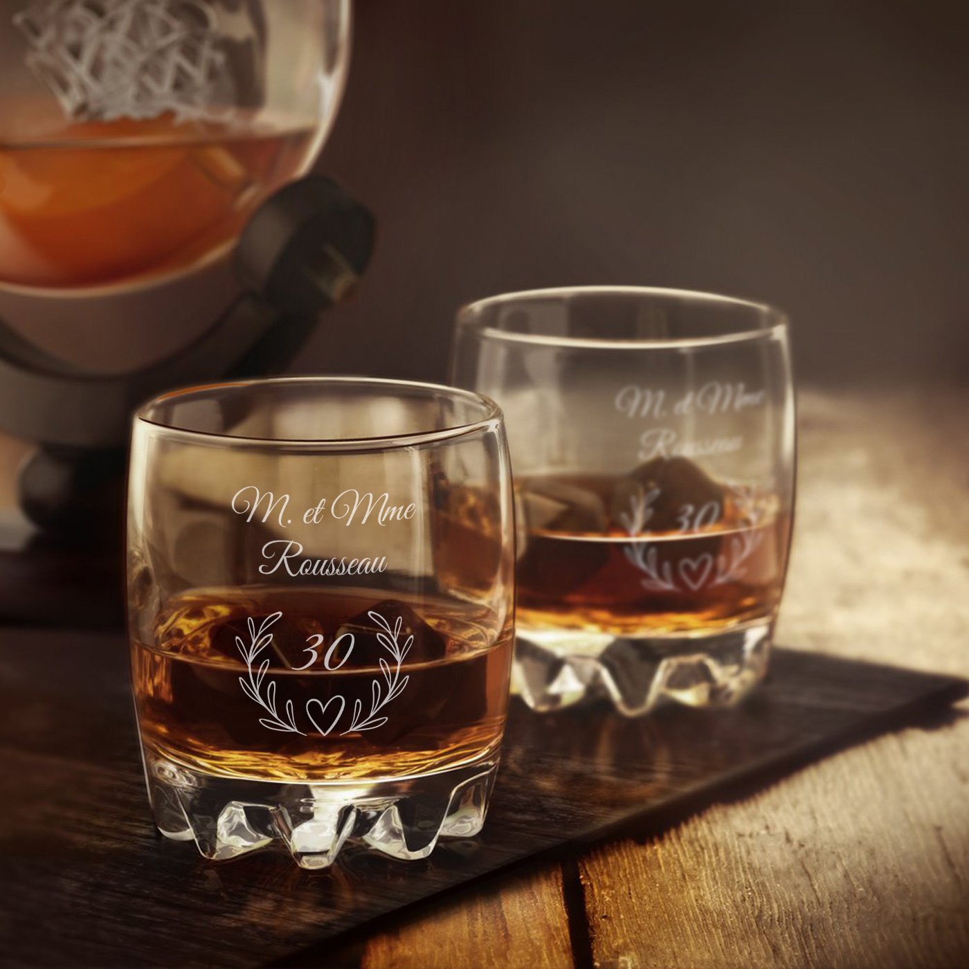 Set de 6 vasos personalizados para el 30° aniversario de bodas
