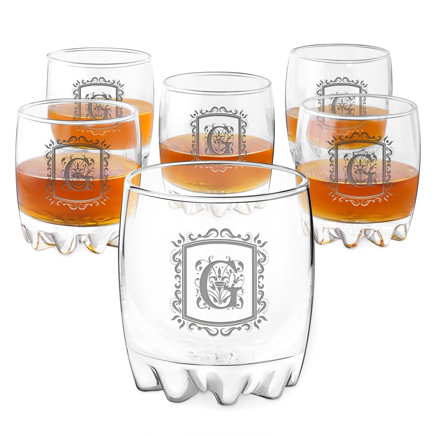 Juego de 6 vasos grabados Sylvana para caballero - Murrano
