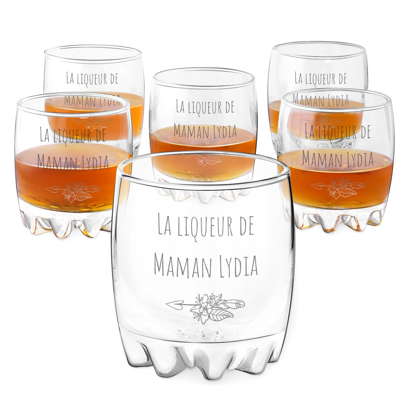 Set de 6 vasos Murrano Sylvana grabados con láser para el cumpleaños de mamá