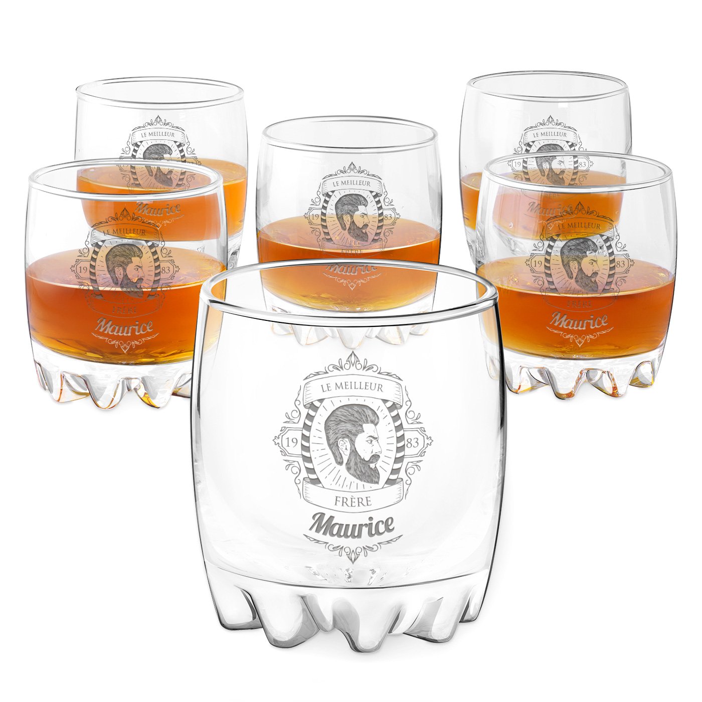 Juego de 6 vasos Sylvana con grabado para hermano Murrano