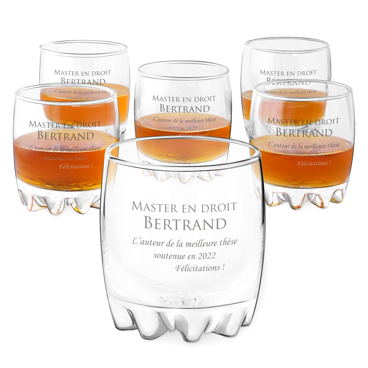 Set de 6 vasos personalizados Sylvana de Murrano para graduados (grabado láser, alta calidad)