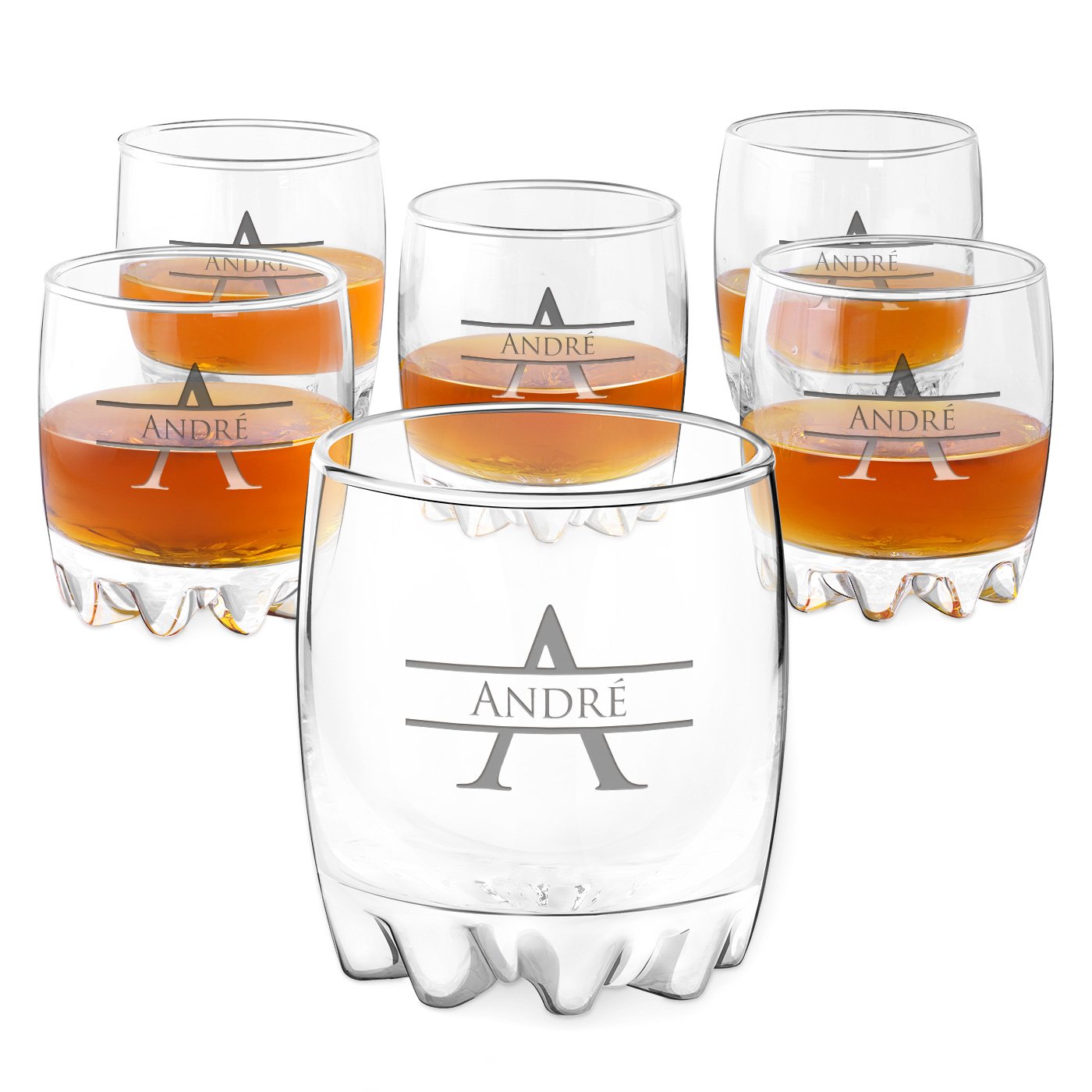 Juego de 6 vasos Sylvana con inicial grabada para hombre - Murrano