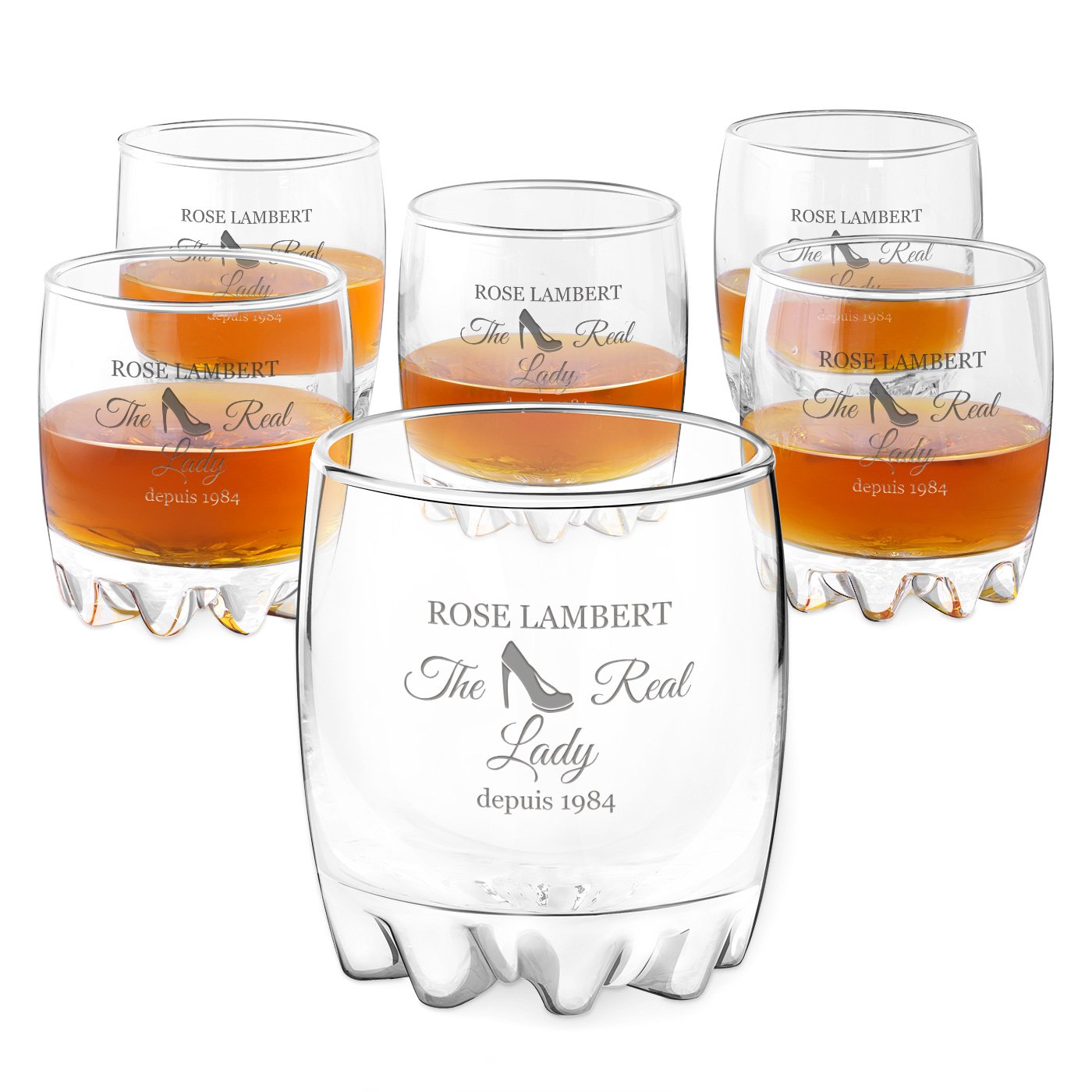 Set Murrano de 6 vasos grabados Sylvana para el cumpleaños de una dama