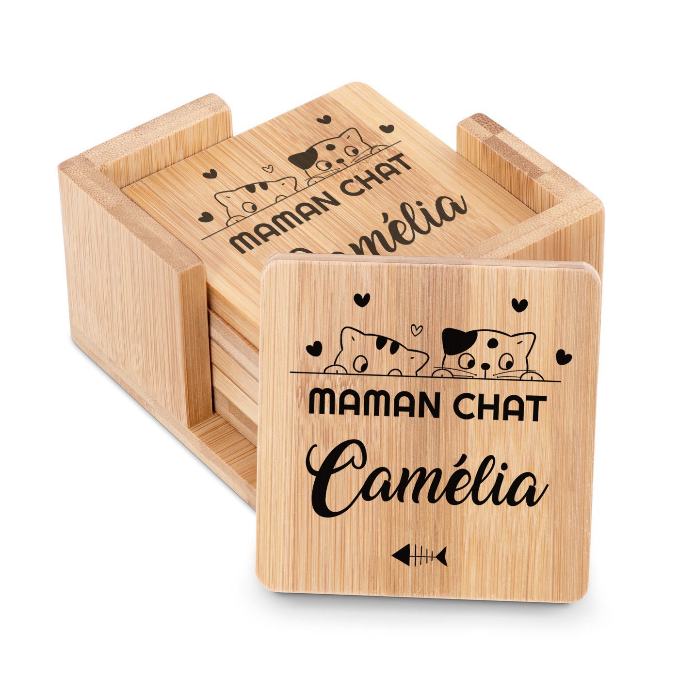 Set de portavelas de bambú Murrano personalizado para ella, por su cumpleaños