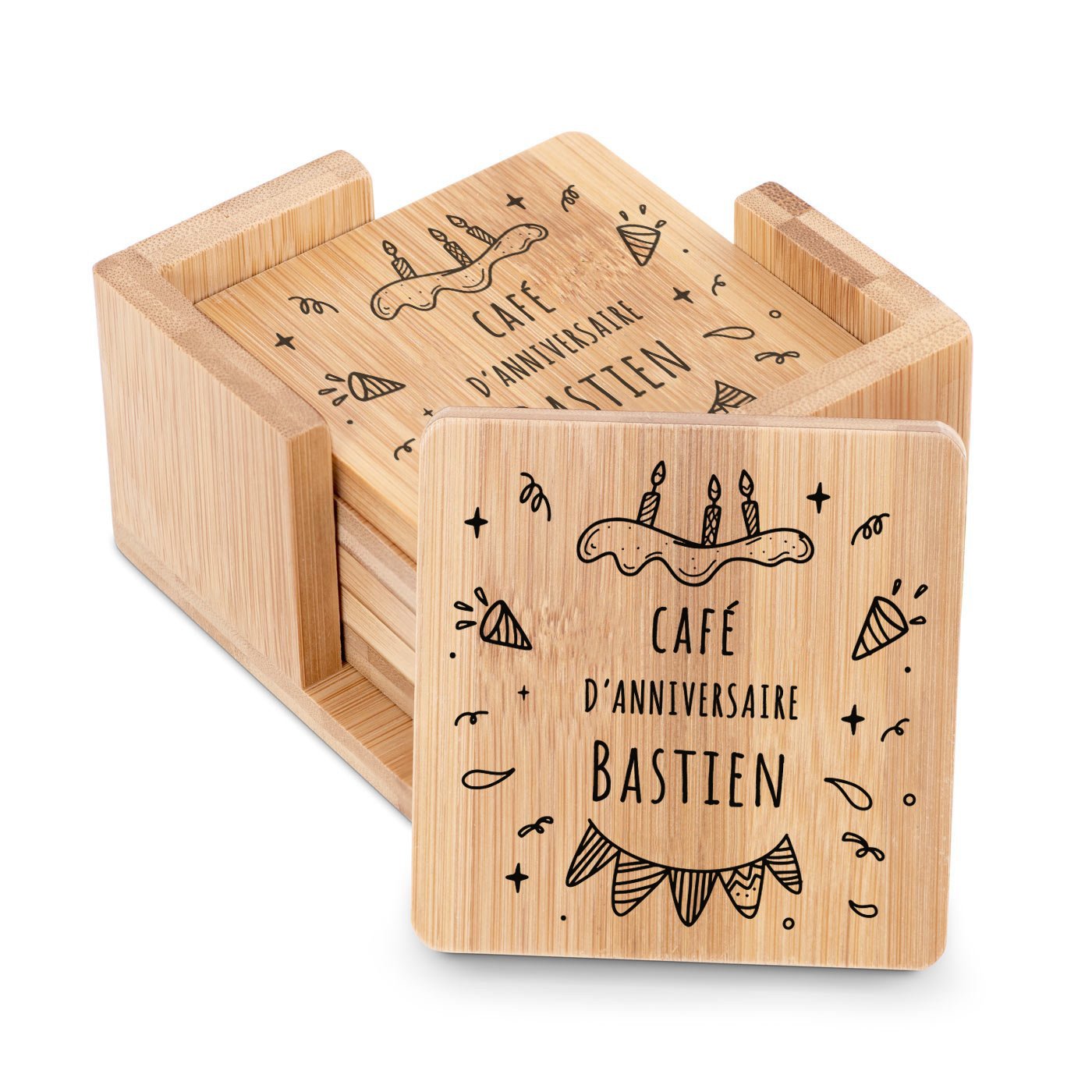 Set de cóctel de bambú Murrano personalizado para él