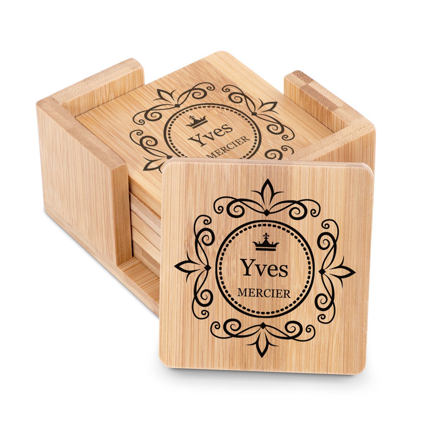 Set de protectores de vidrio personalizados de bambú Murrano para una fiesta de soltero