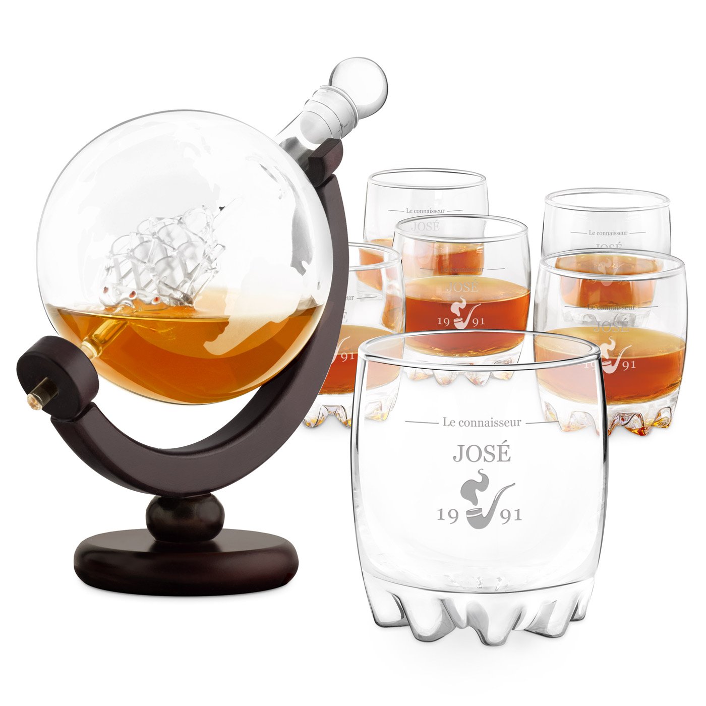 Set de decantador de whisky personalizado Murrano con 6 vasos
