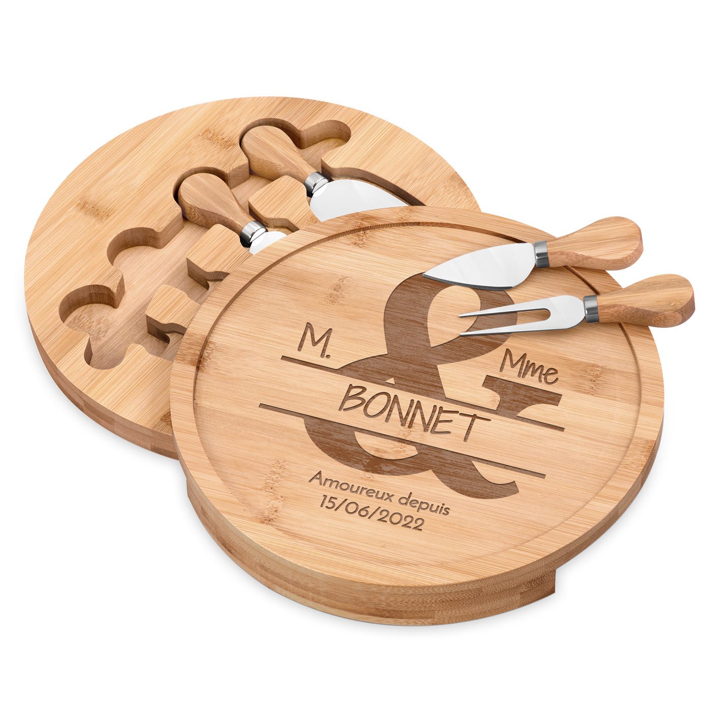 Plateau à fromage en bois personnalisé pour couple pour l'anniversaire de mariage