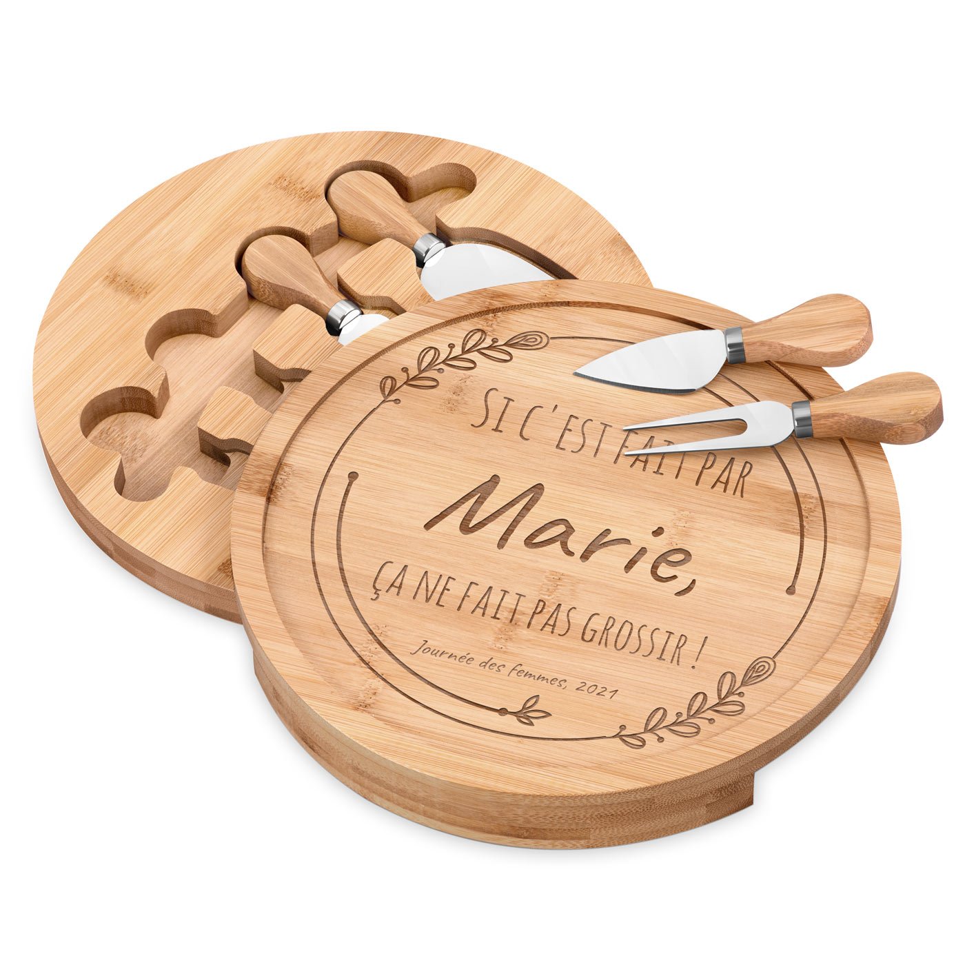 Plateau à fromage en bois personnalisé Murrano pour la fête de la femme