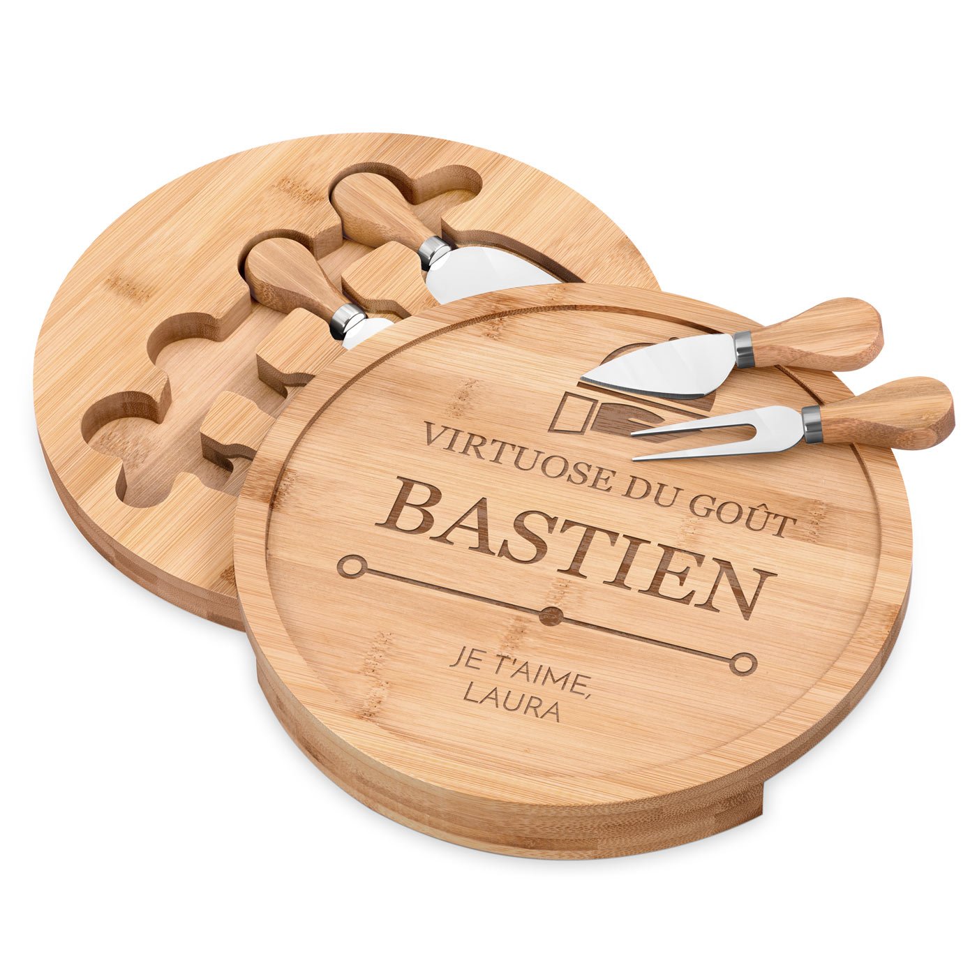 Plateau à fromage en bois personnalisé Murrano pour mari anniversaire